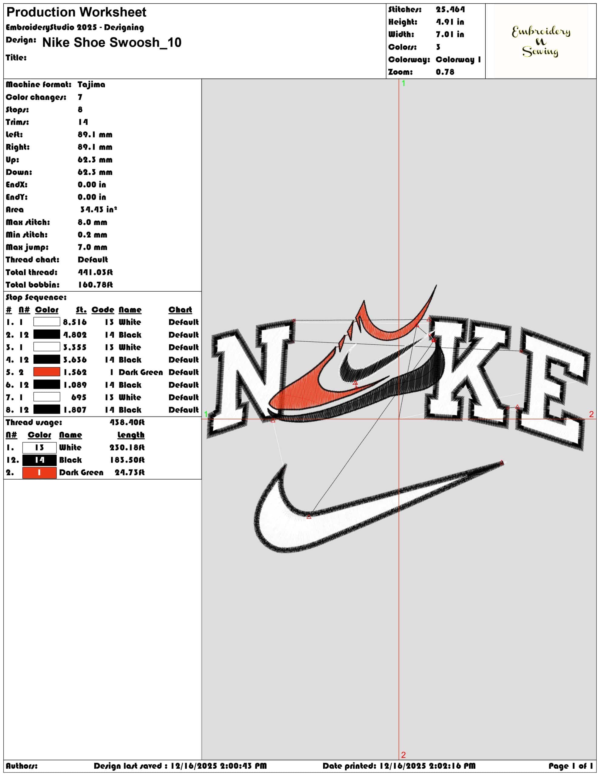 Nike Shoe Swoosh- Elegant embroidery design file - instant download — view 3
