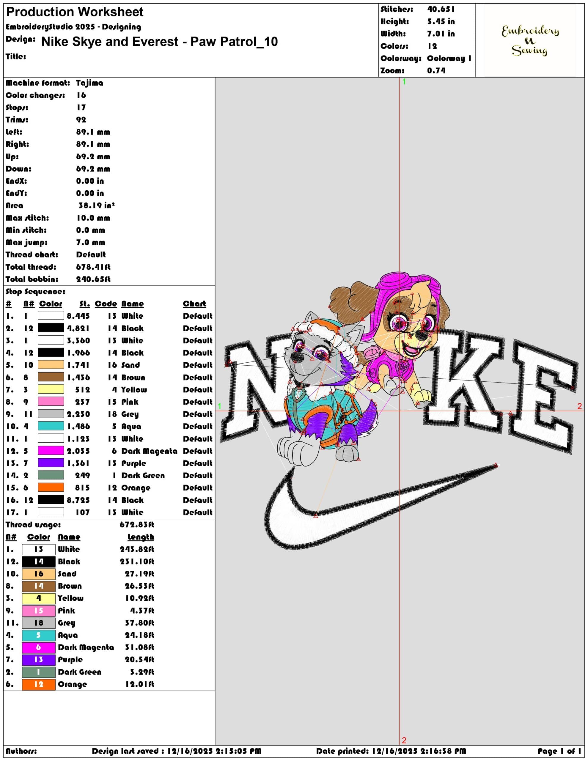 Nike Skye and Everest Paw Patrol - Elegant embroidery design file - instant download — view 3