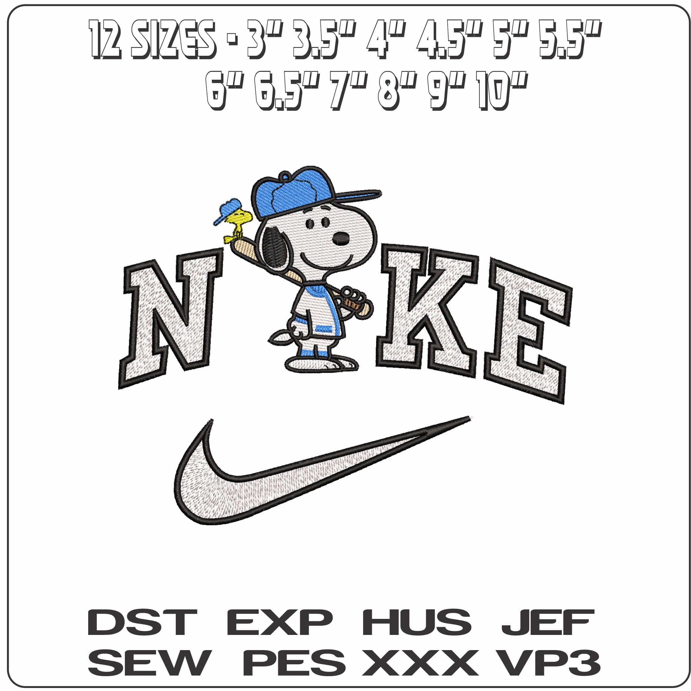 Nike Snoop and Woodstock Baseball- Elegant embroidery design file - instant download — view 2