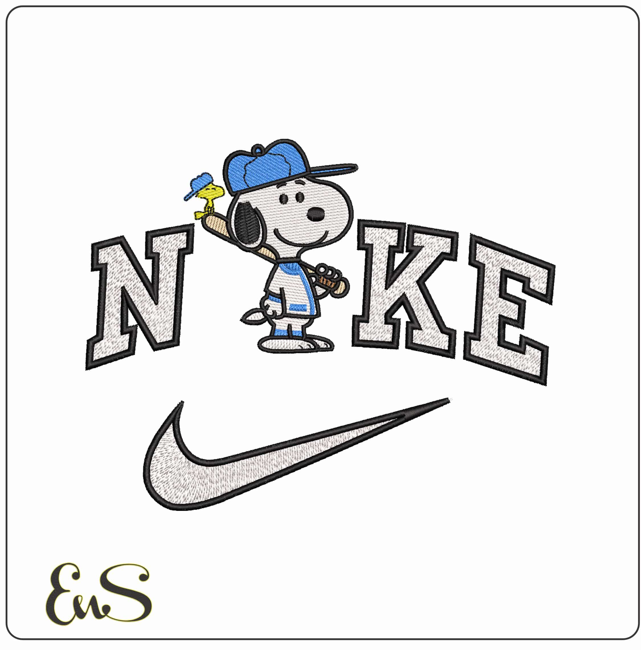 Nike Snoop and Woodstock Baseball- Elegant embroidery design file - instant download