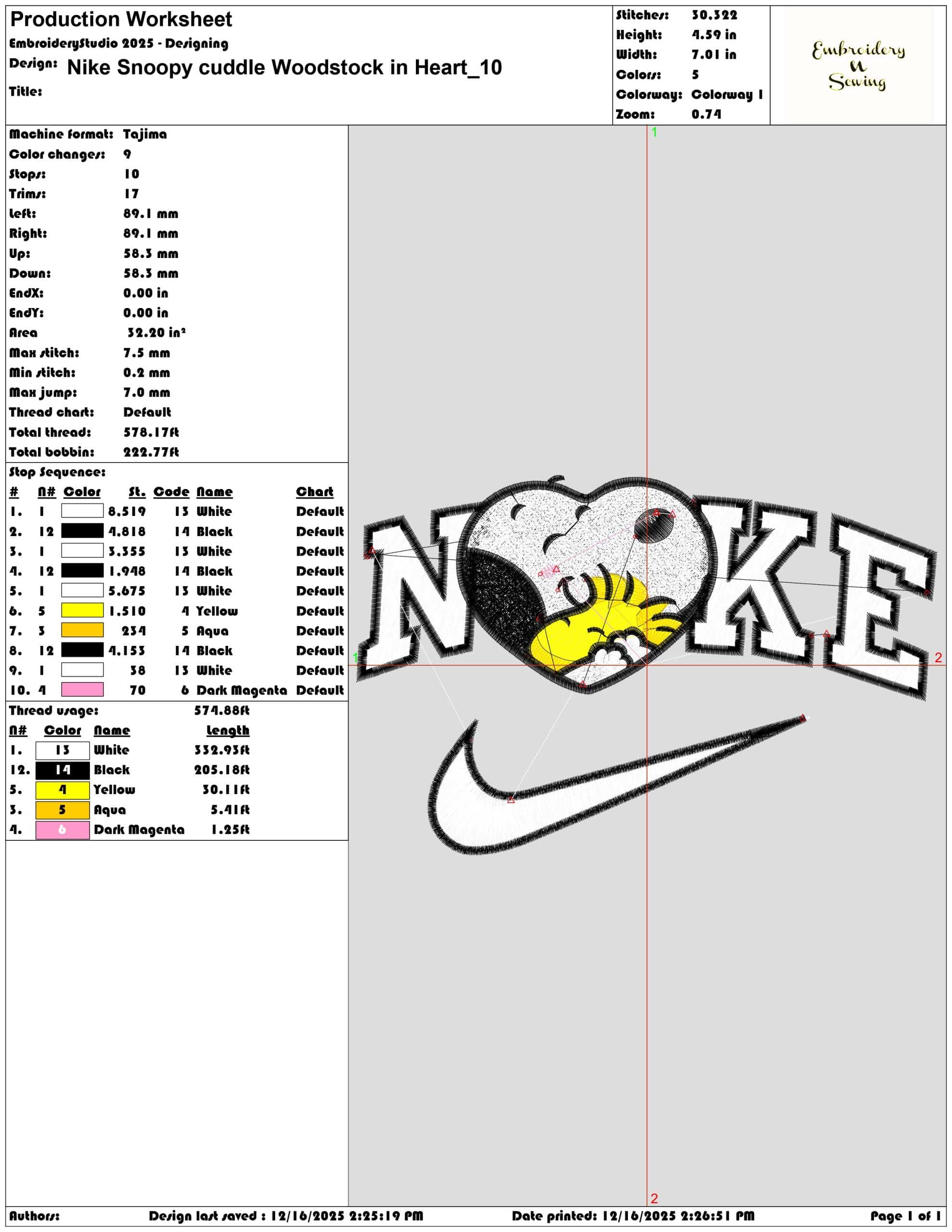 Nike Snoopy cuddle Woodstock in Heart- Elegant embroidery design file - instant download — view 3
