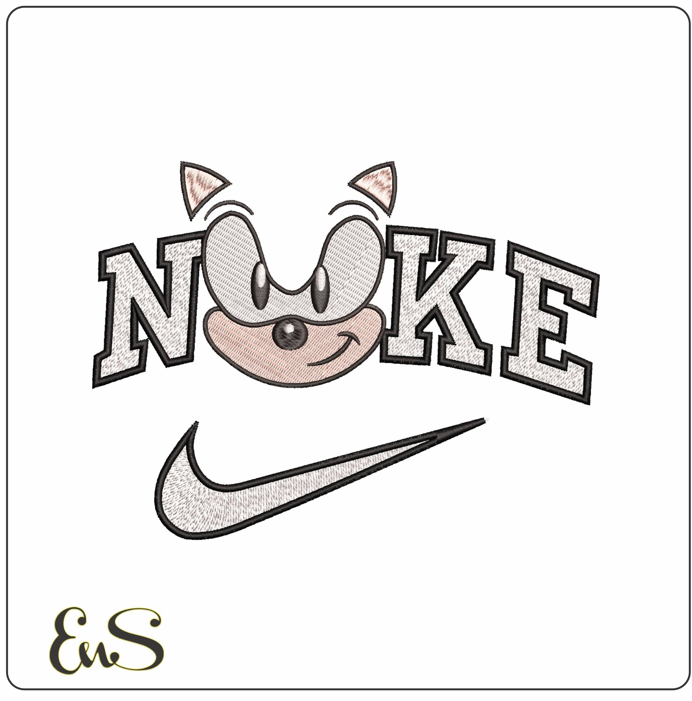 Nike Sonic the Hedgehog Face- Elegant embroidery design file - instant download