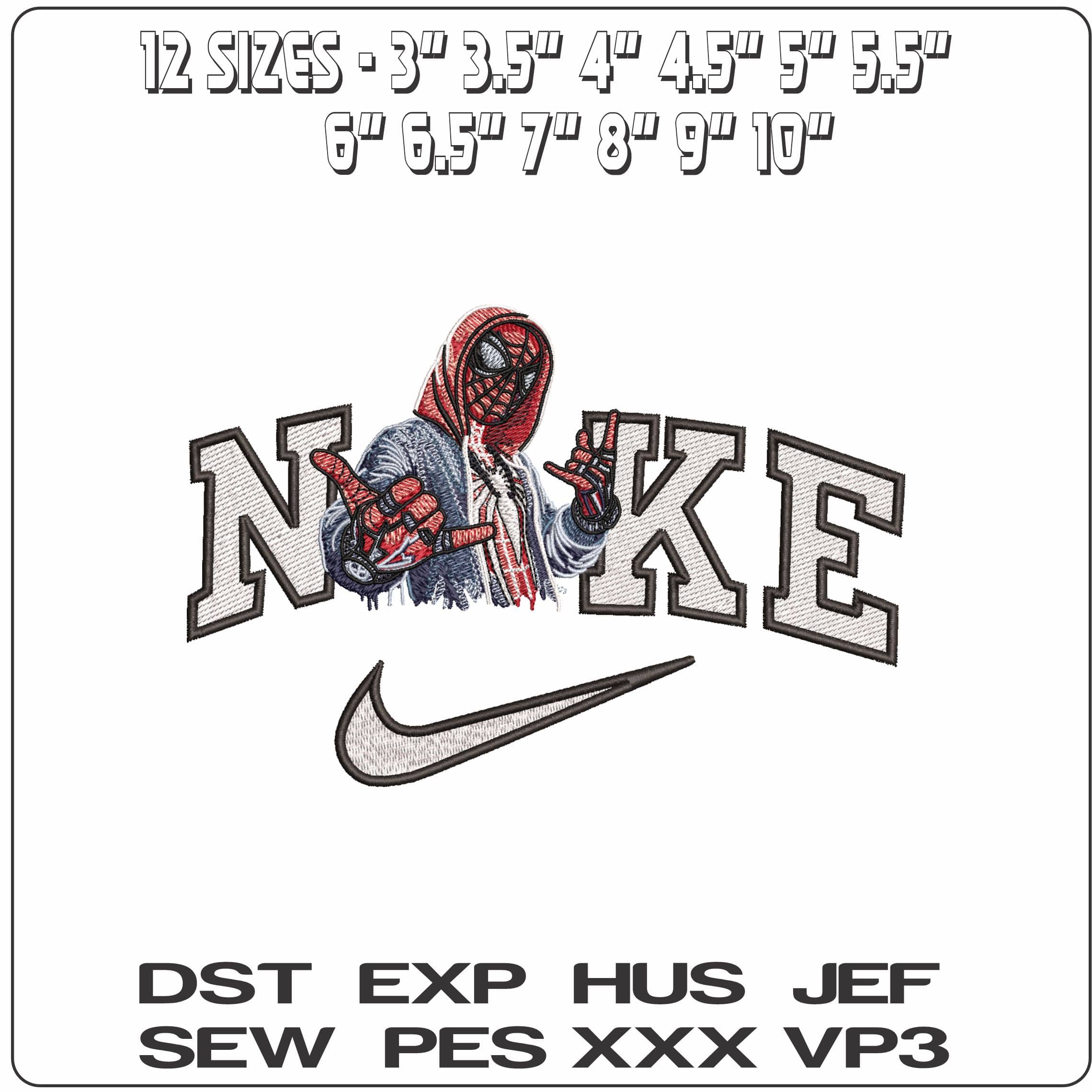 Nike Spiderman Being Cool- Elegant embroidery design file - instant download — view 2
