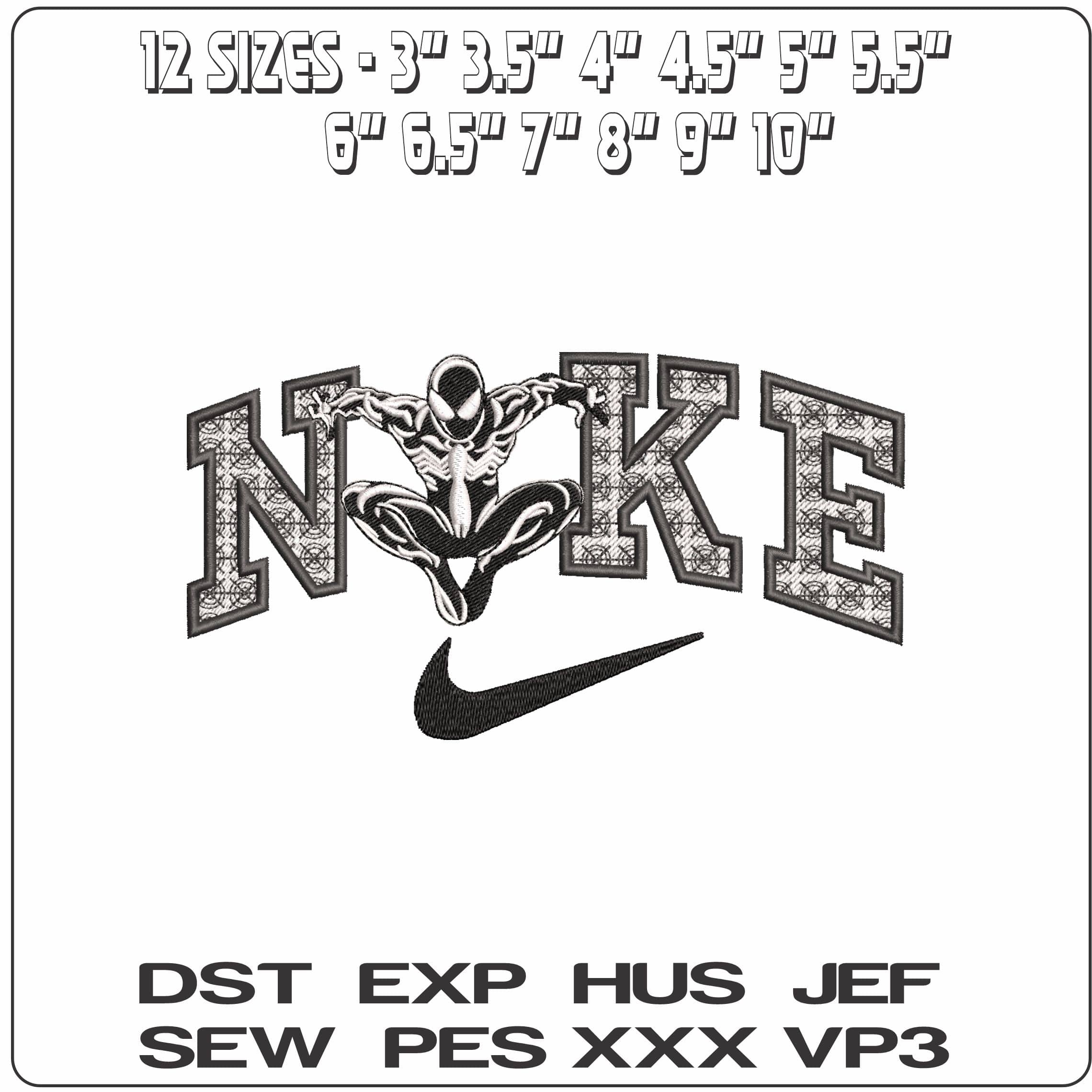 Nike Spiderman Black with Sensors- Elegant embroidery design file - instant download — view 2
