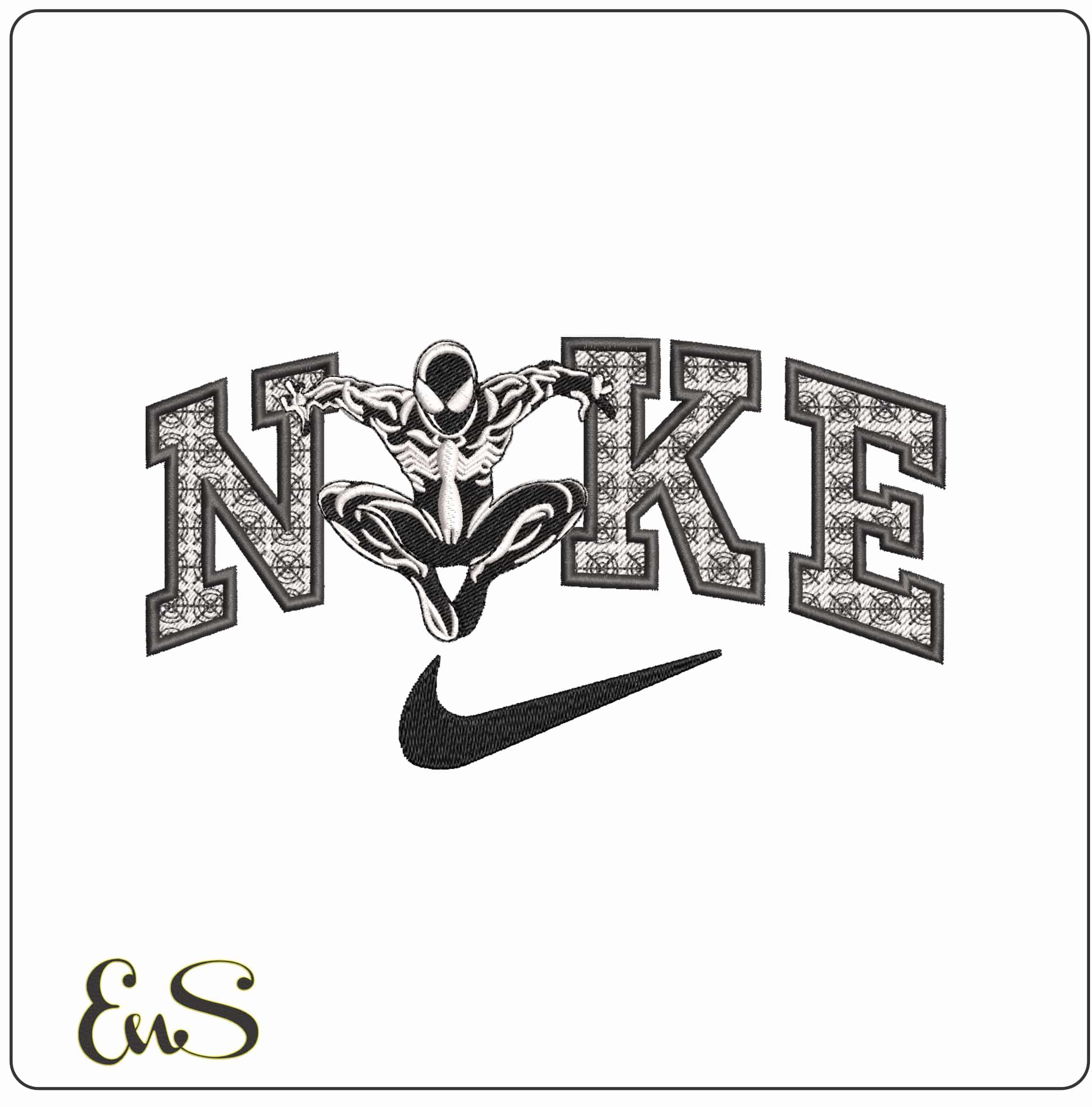 Nike Spiderman Black with Sensors- Elegant embroidery design file - instant download