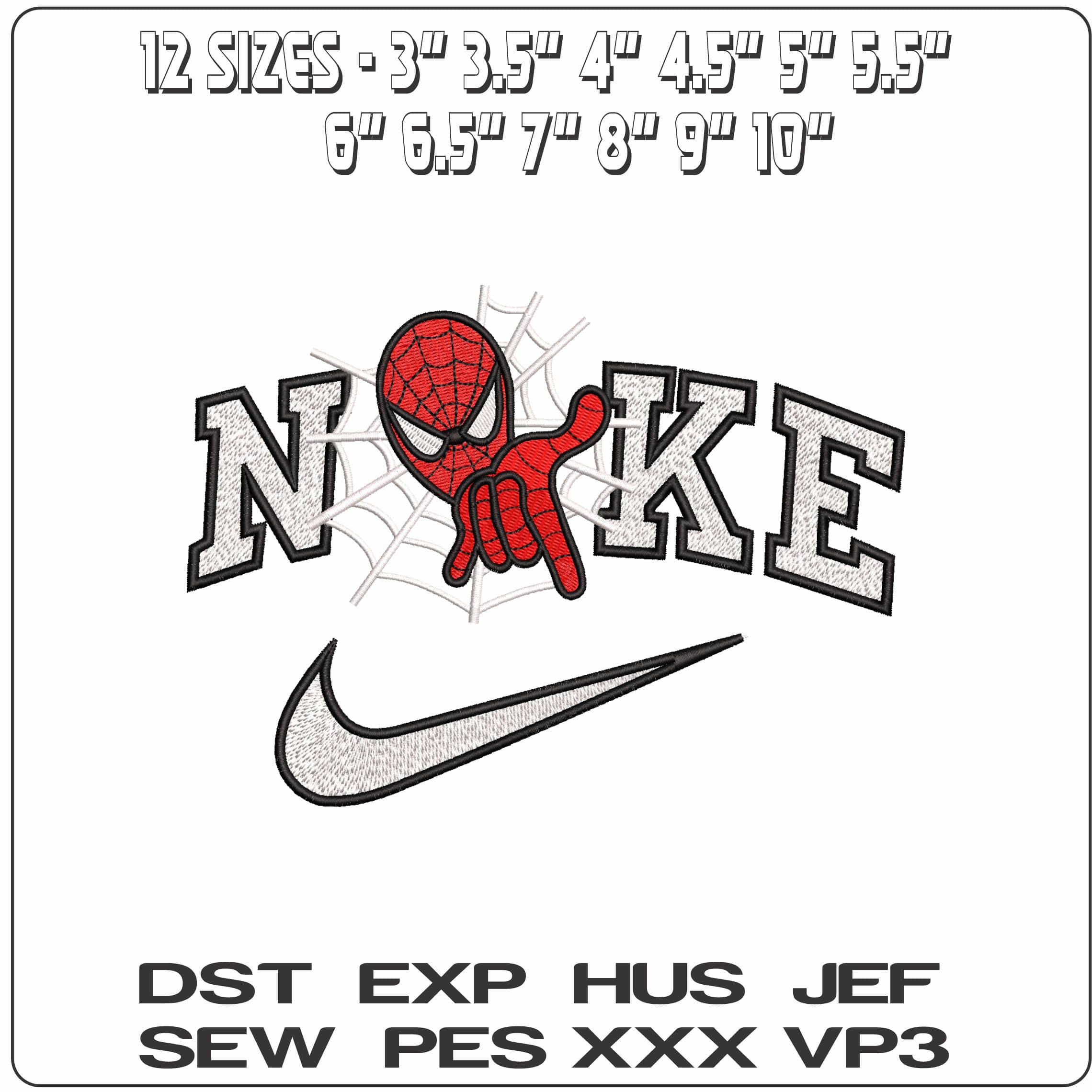 Nike Spiderman Shooting with Web- Elegant embroidery design file - instant download — view 2