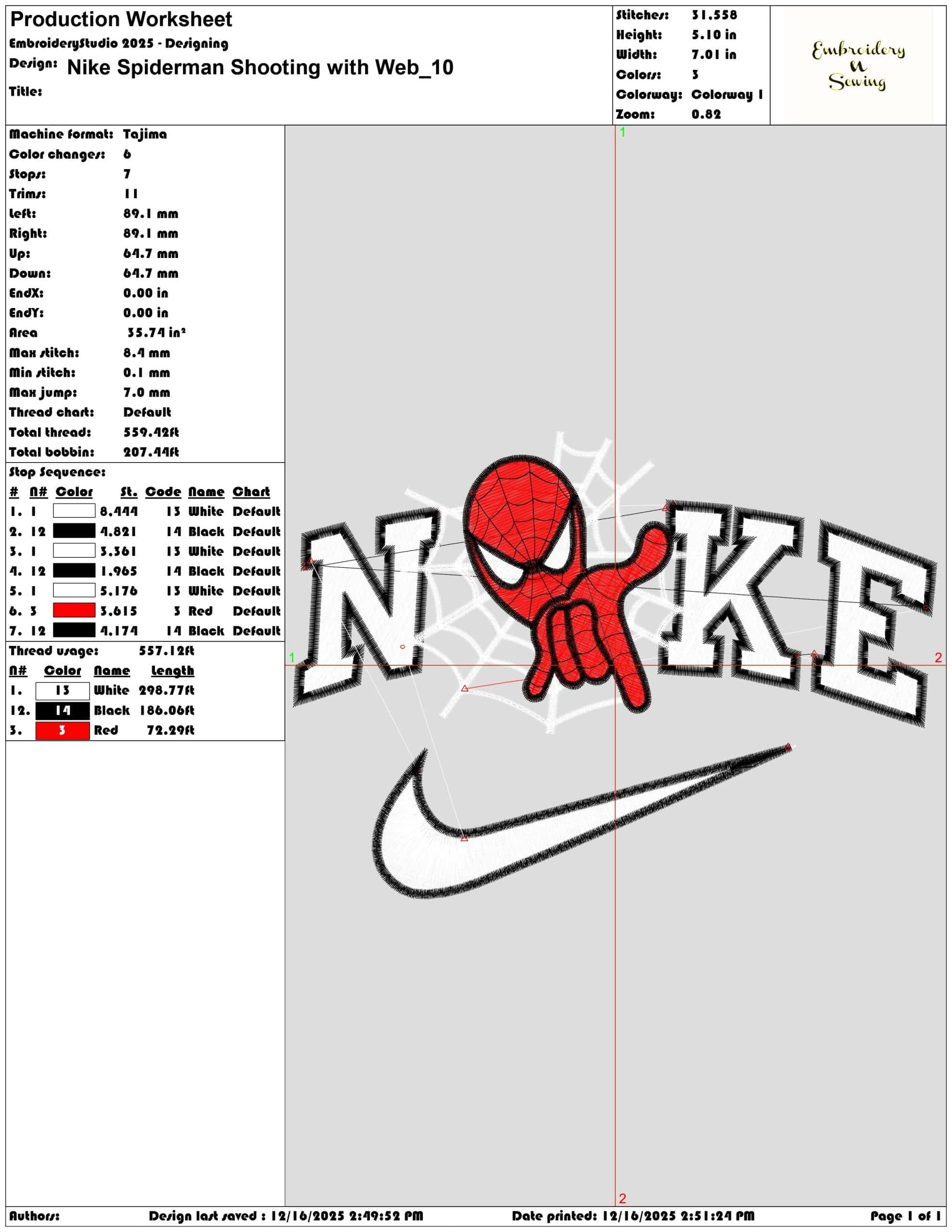 Nike Spiderman Shooting with Web- Elegant embroidery design file - instant download — view 3