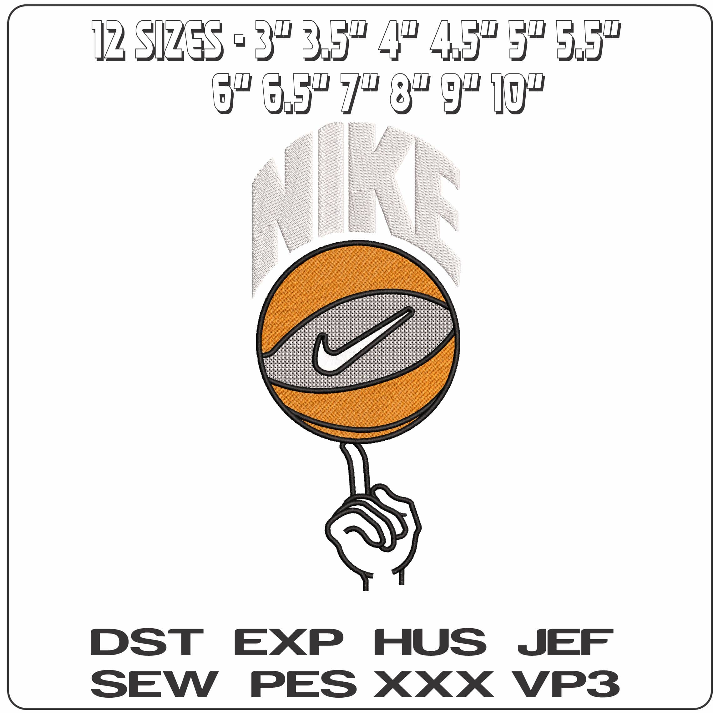 Nike Spinning BasketBall- Elegant embroidery design file - instant download — view 2