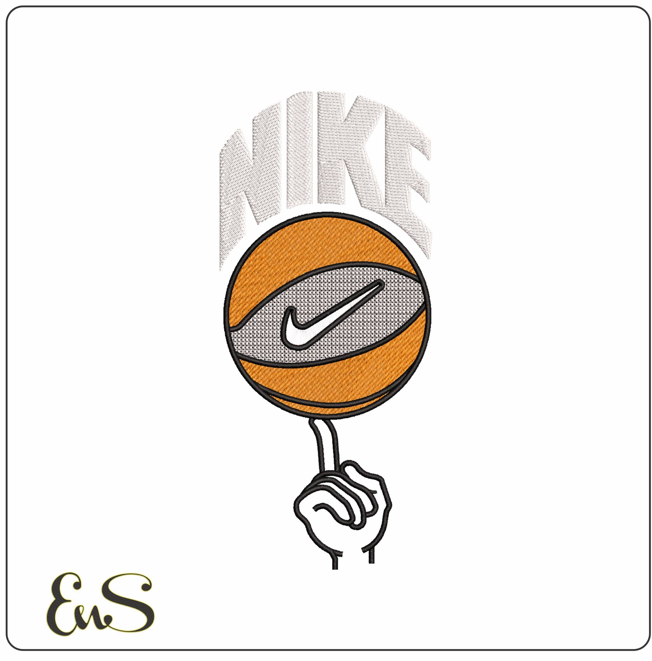 Nike Spinning BasketBall- Elegant embroidery design file - instant download