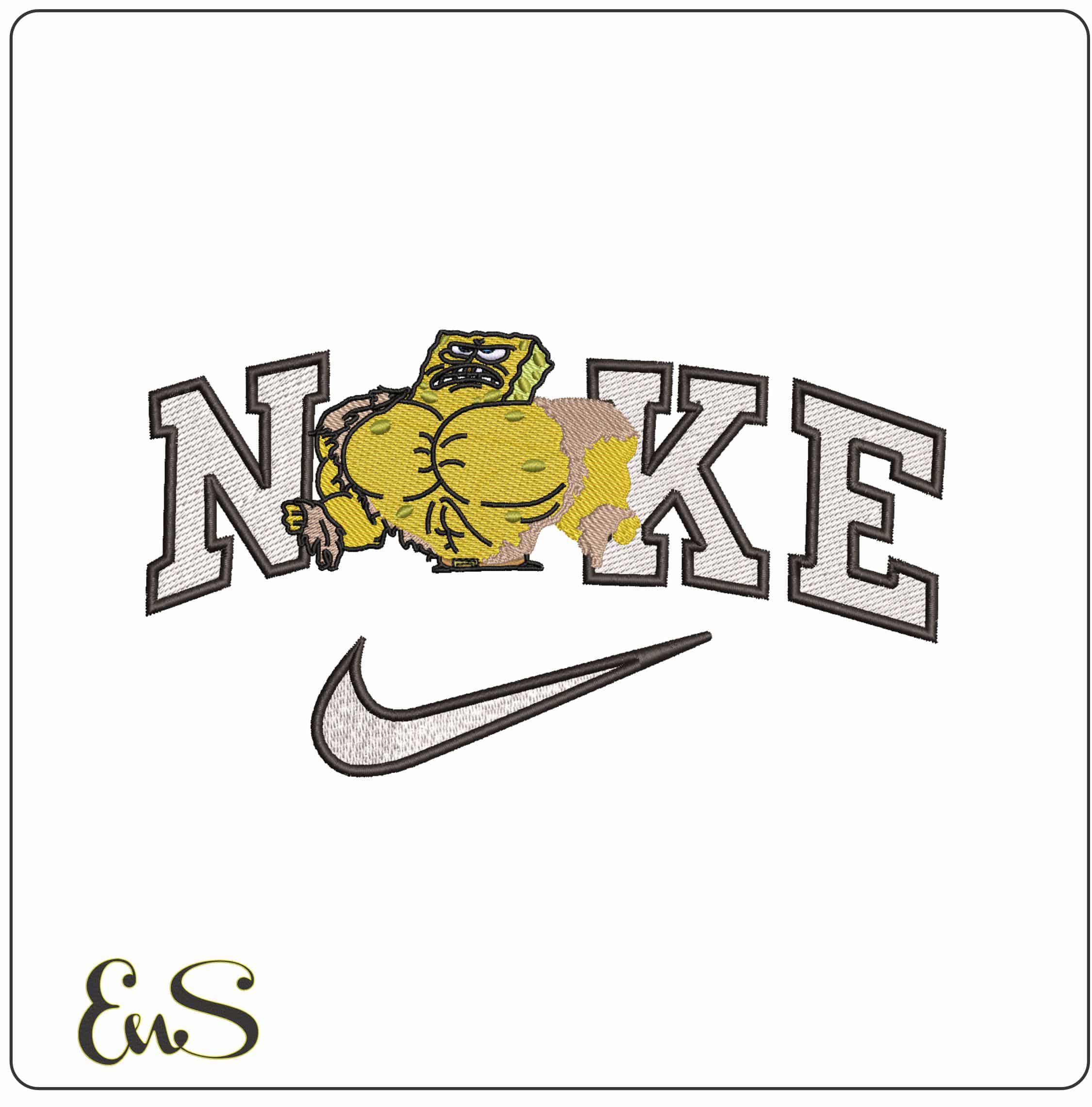Nike Spongebob Hulk- Elegant embroidery design file - instant download