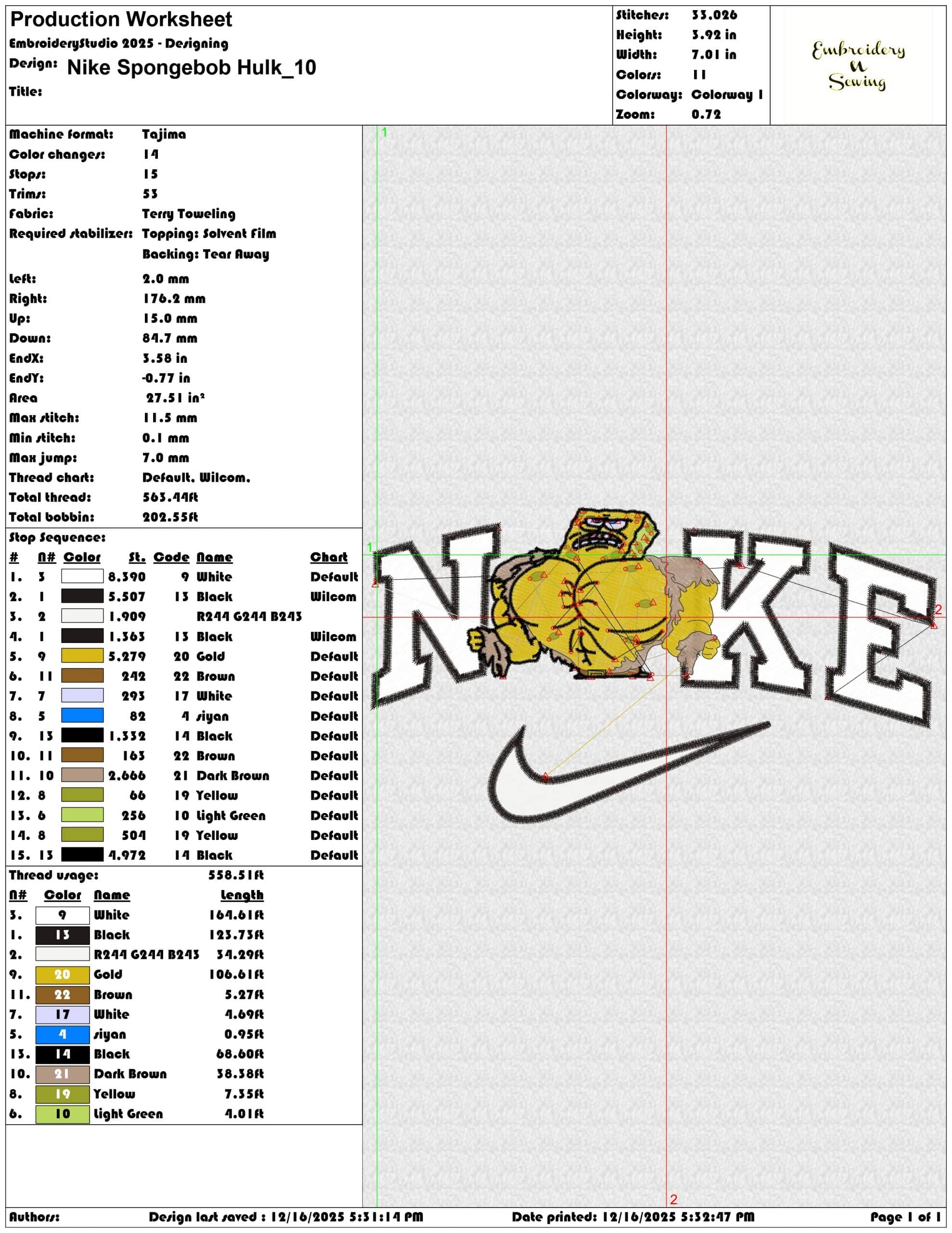 Nike Spongebob Hulk- Elegant embroidery design file - instant download — view 3