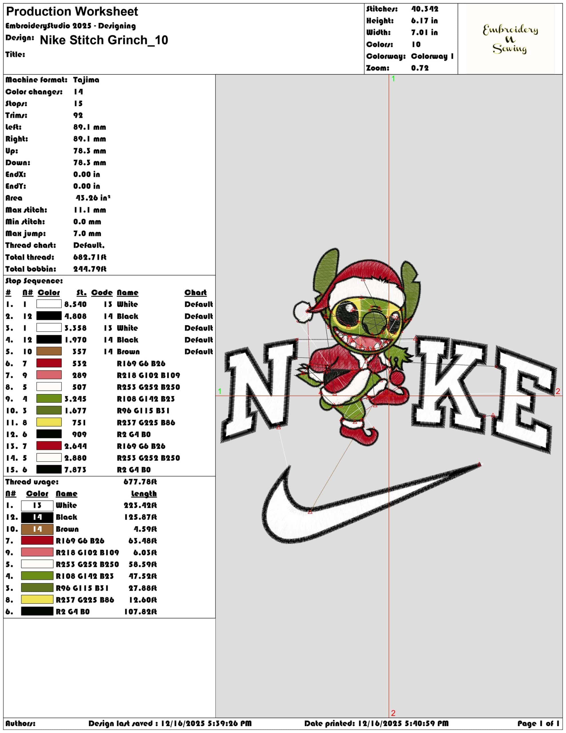 Nike Stitch Grinch- Elegant embroidery design file - instant download — view 3