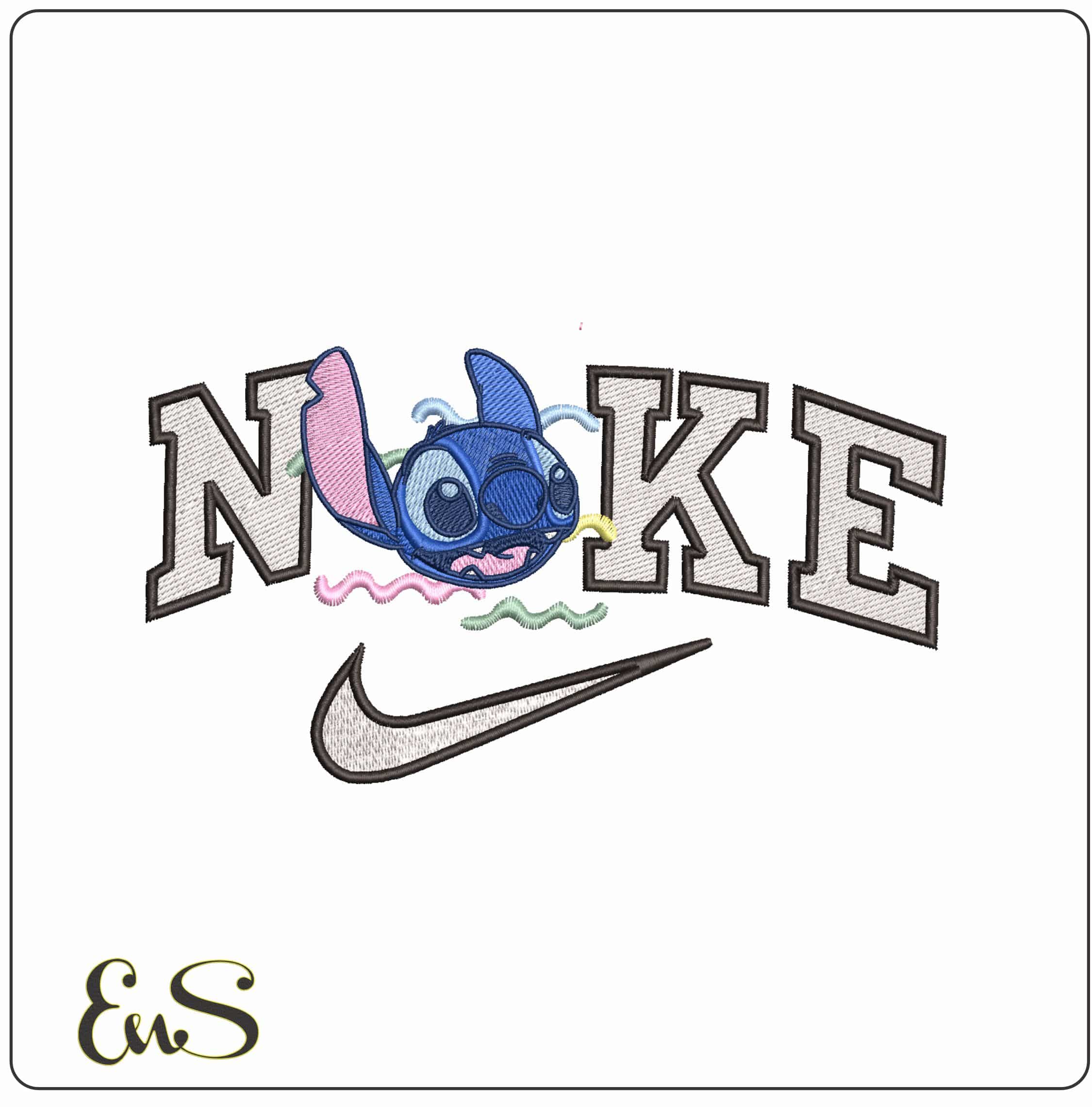 Nike Stitch Happy Face- Elegant embroidery design file - instant download