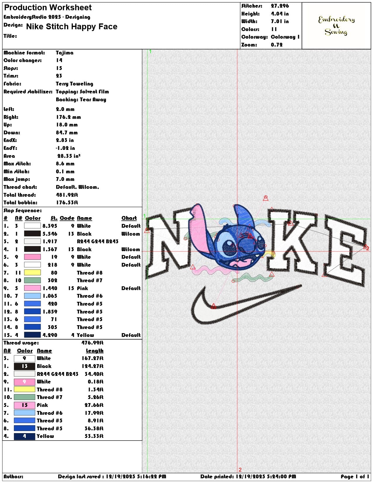 Nike Stitch Happy Face- Elegant embroidery design file - instant download — view 3