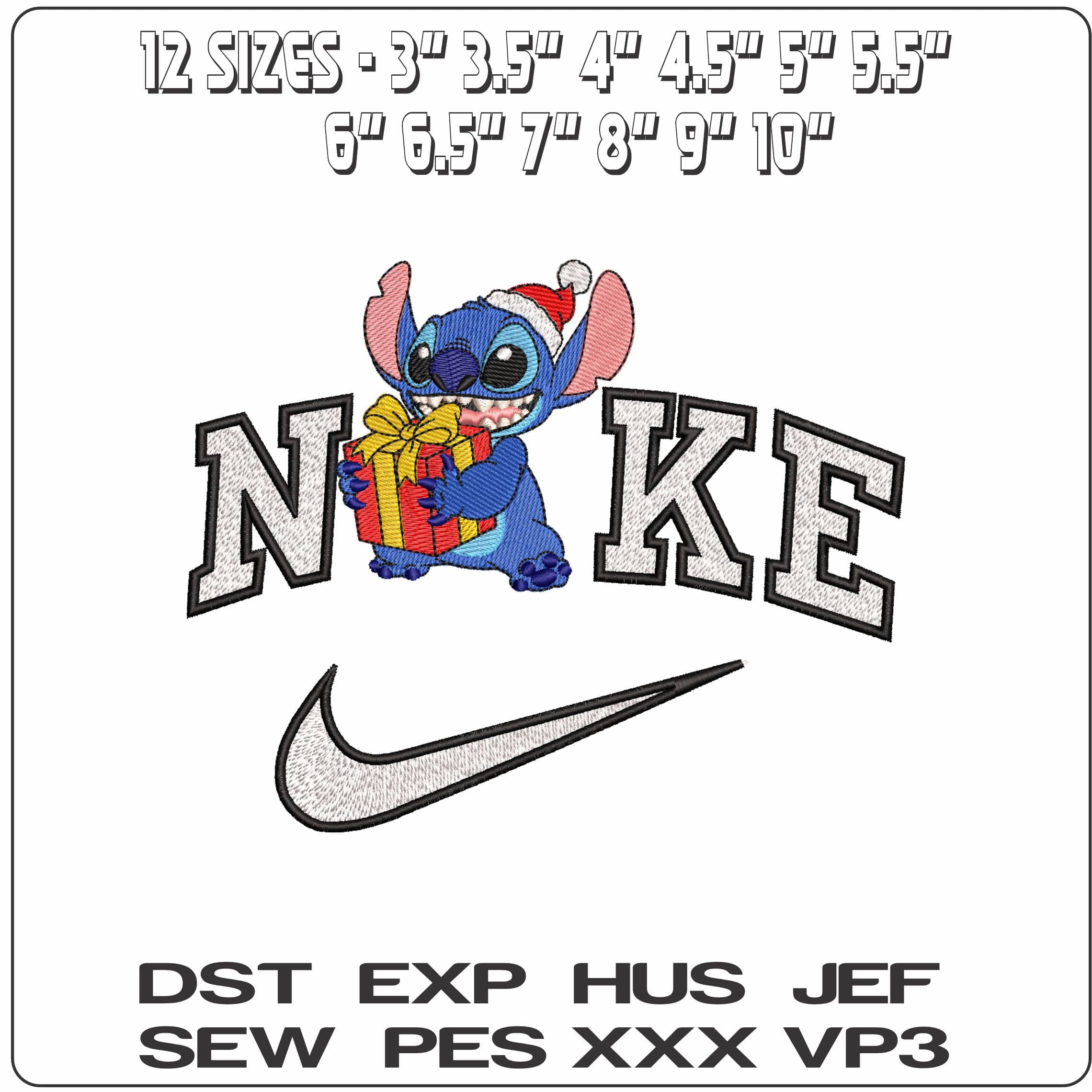 Nike Stitch with Christmas Present- Elegant embroidery design file - instant download — view 2