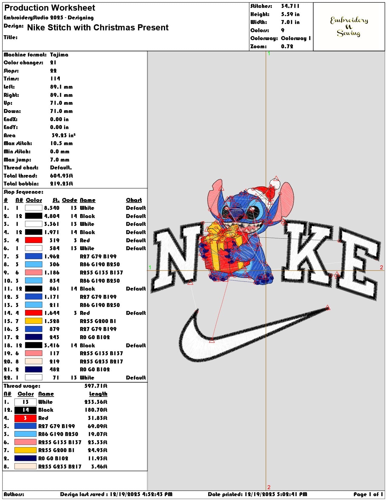 Nike Stitch with Christmas Present- Elegant embroidery design file - instant download — view 3