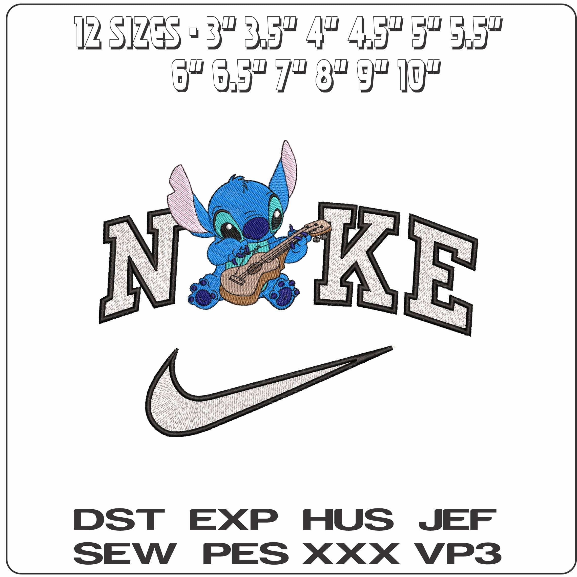 Nike Stitch With Guitar- Elegant embroidery design file - instant download — view 2