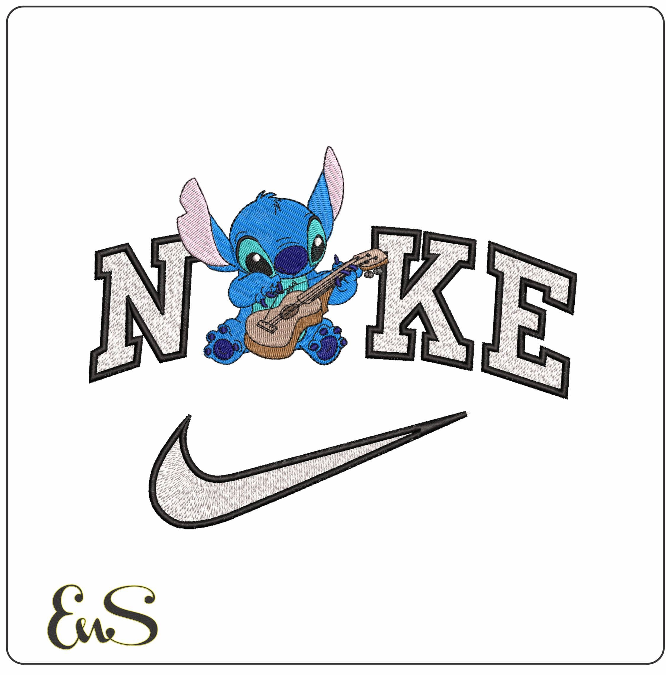 Nike Stitch With Guitar- Elegant embroidery design file - instant download