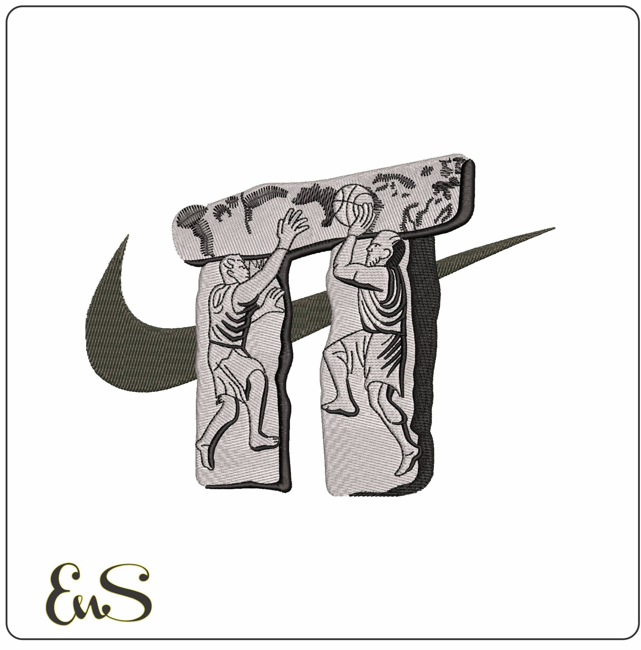 Nike Stone Henge- Elegant embroidery design file - instant download