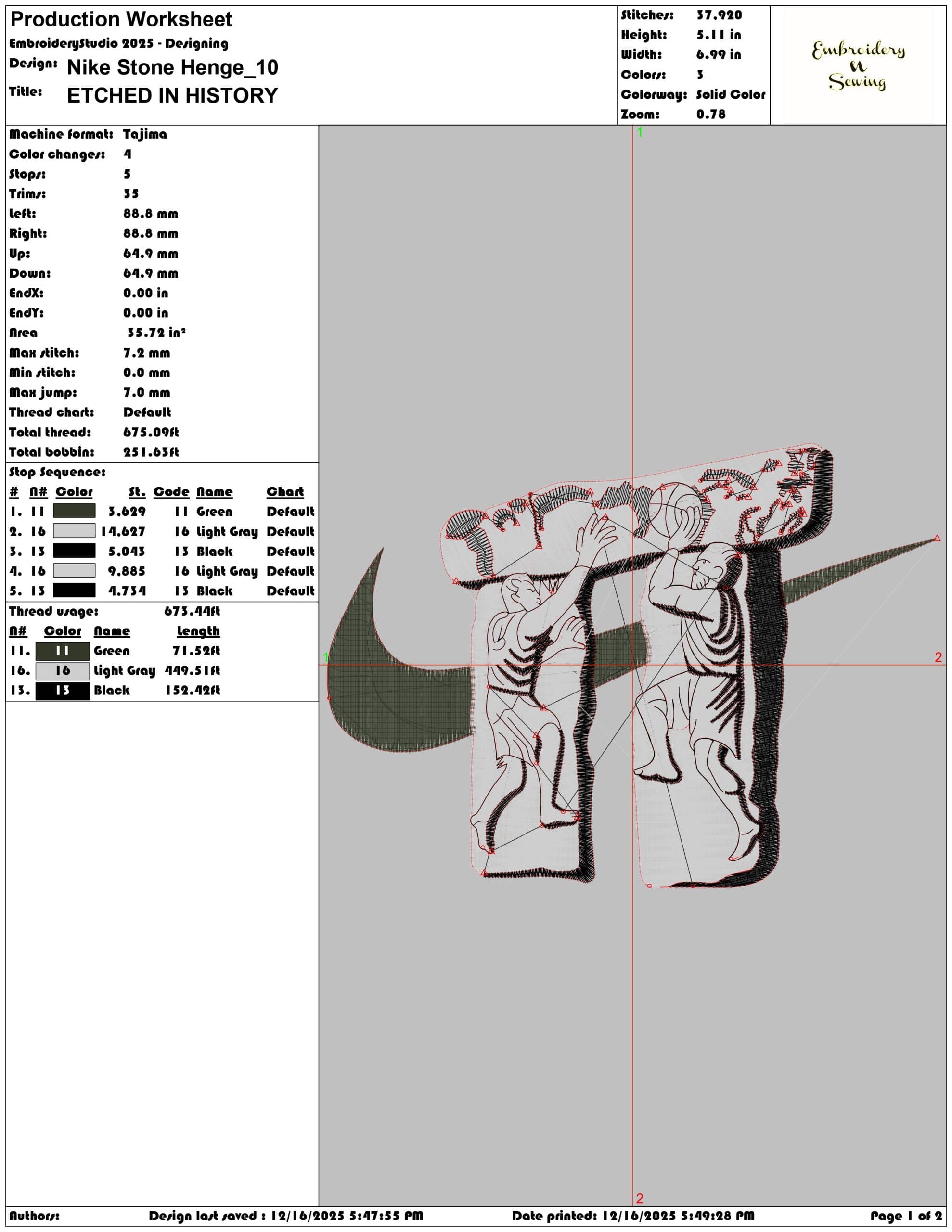 Nike Stone Henge- Elegant embroidery design file - instant download — view 3