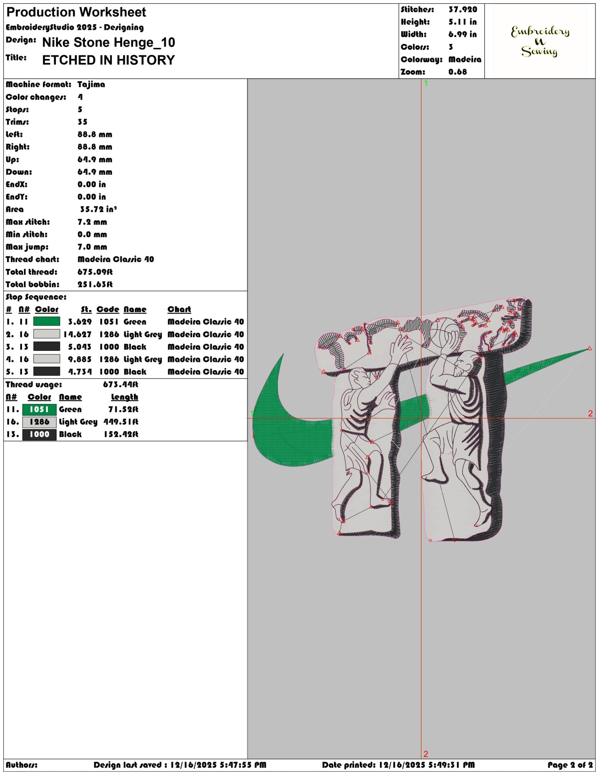 Nike Stone Henge- Elegant embroidery design file - instant download — view 4