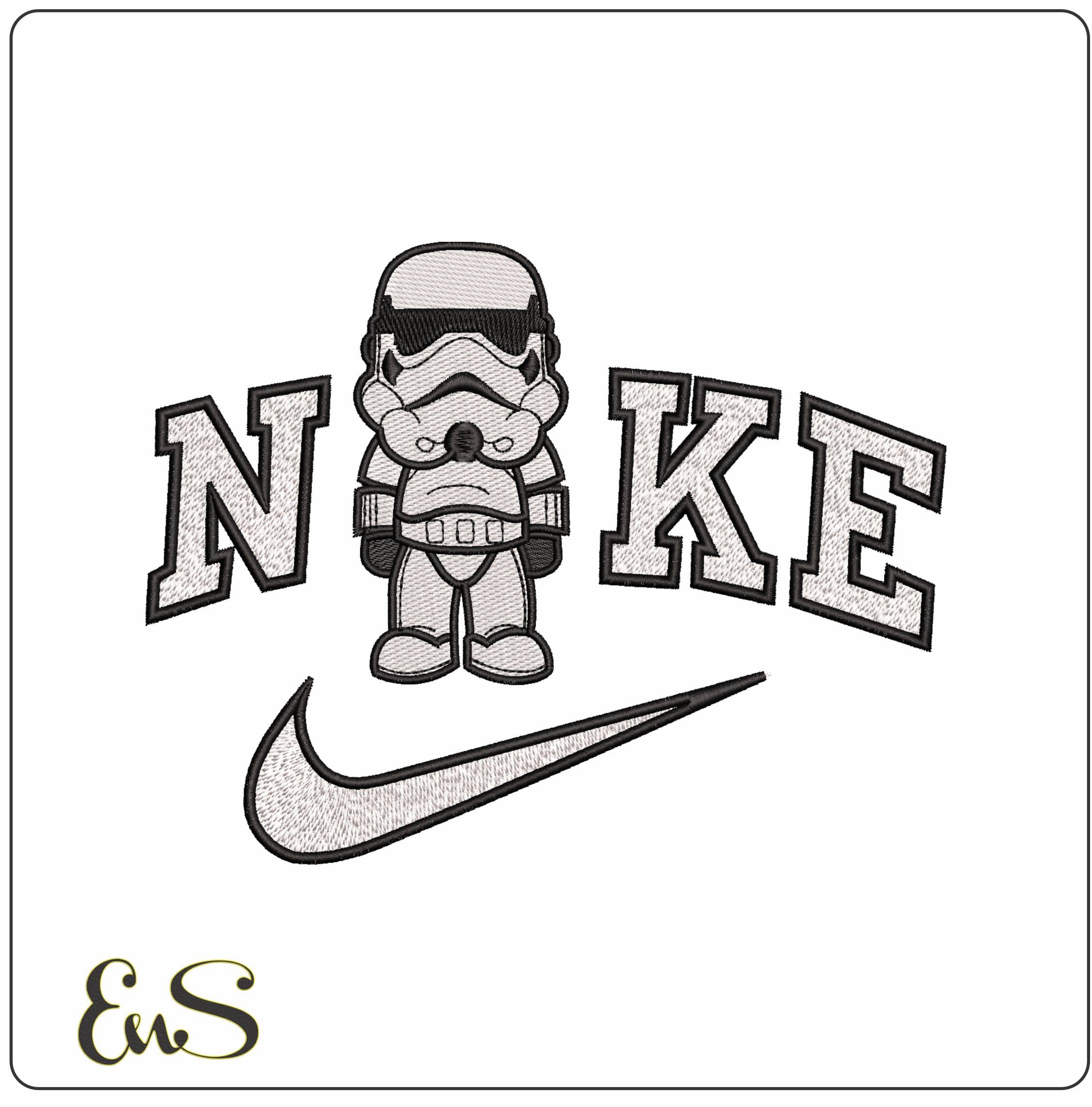 Nike Storm Trooper Chibi- Elegant embroidery design file - instant download