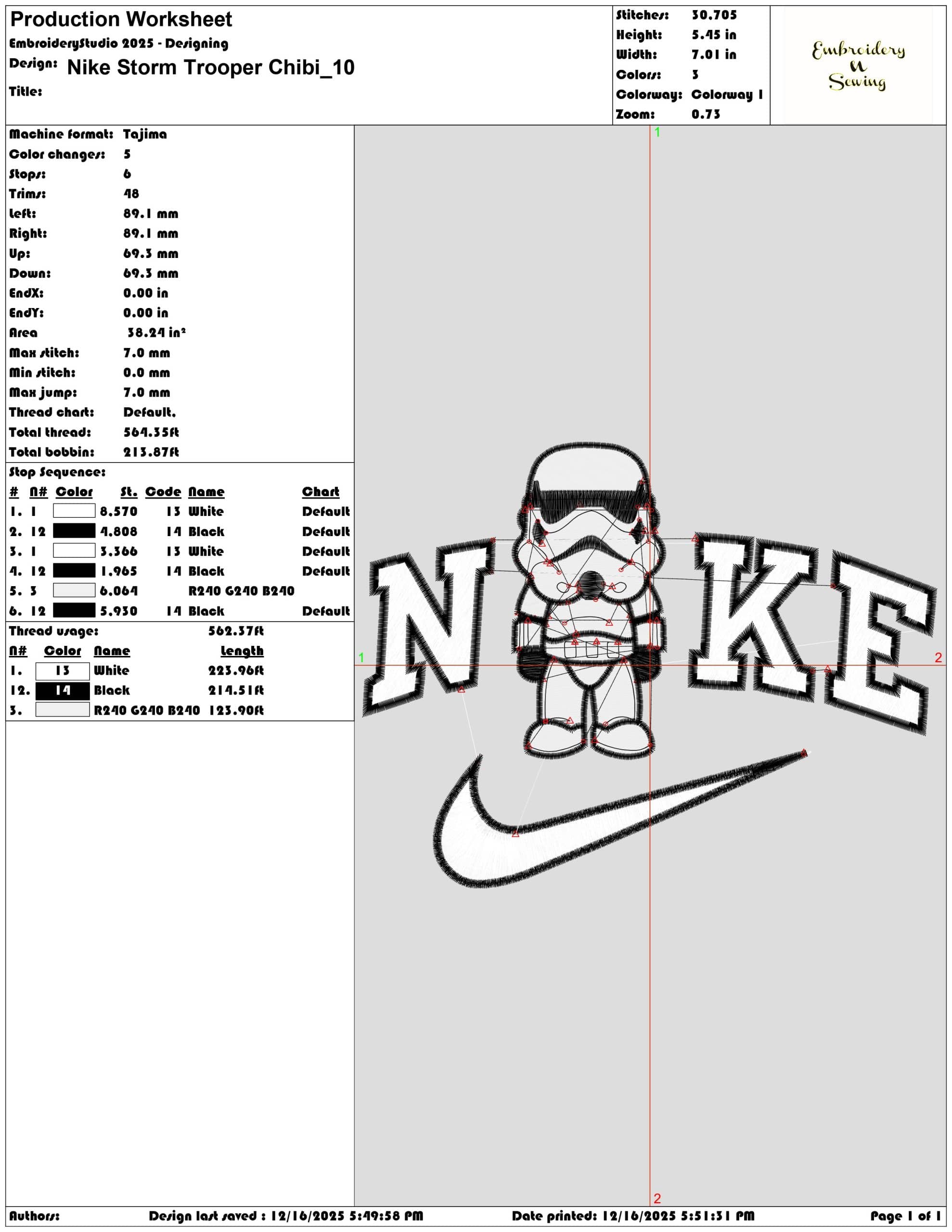 Nike Storm Trooper Chibi- Elegant embroidery design file - instant download — view 3