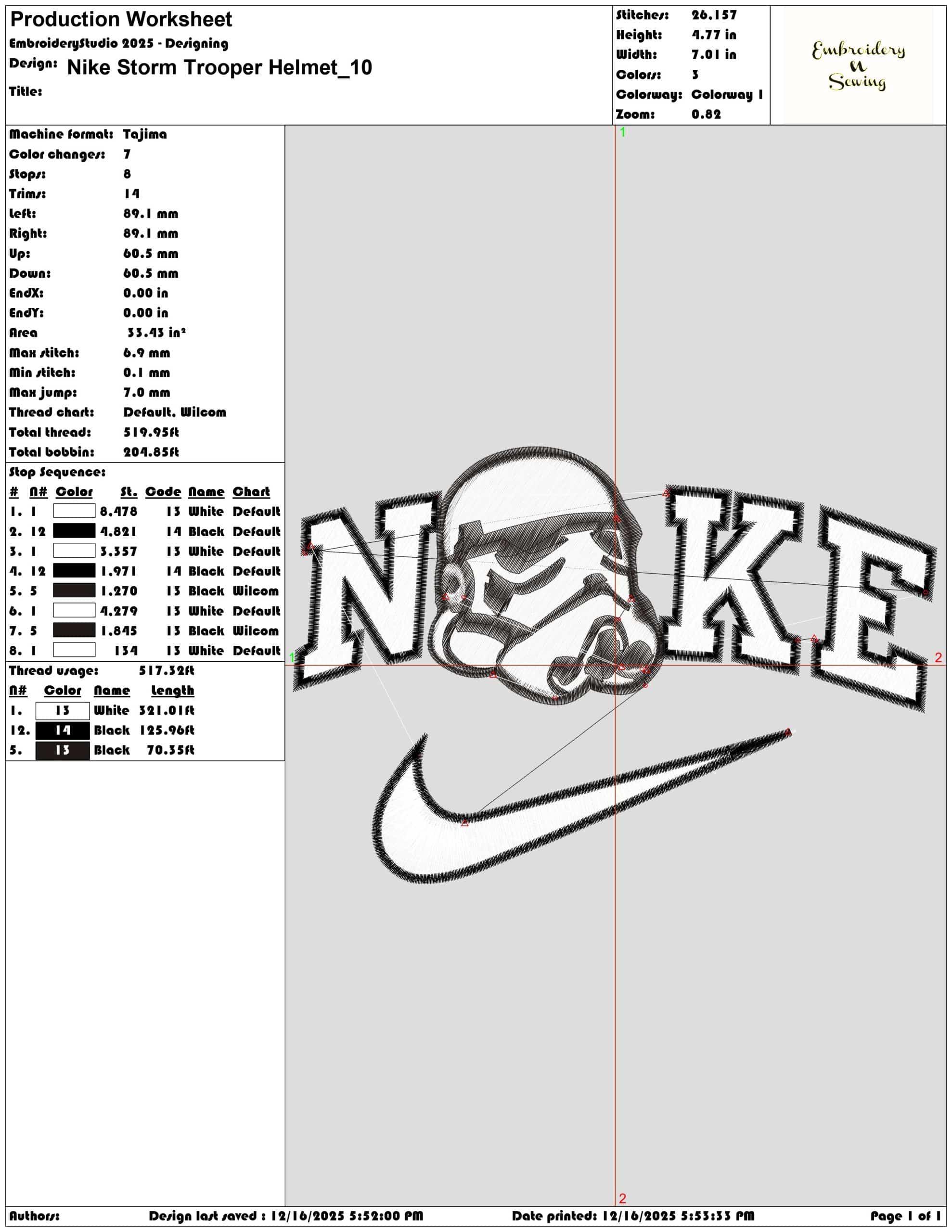 Nike Storm Trooper Helmet- Elegant embroidery design file - instant download — view 3