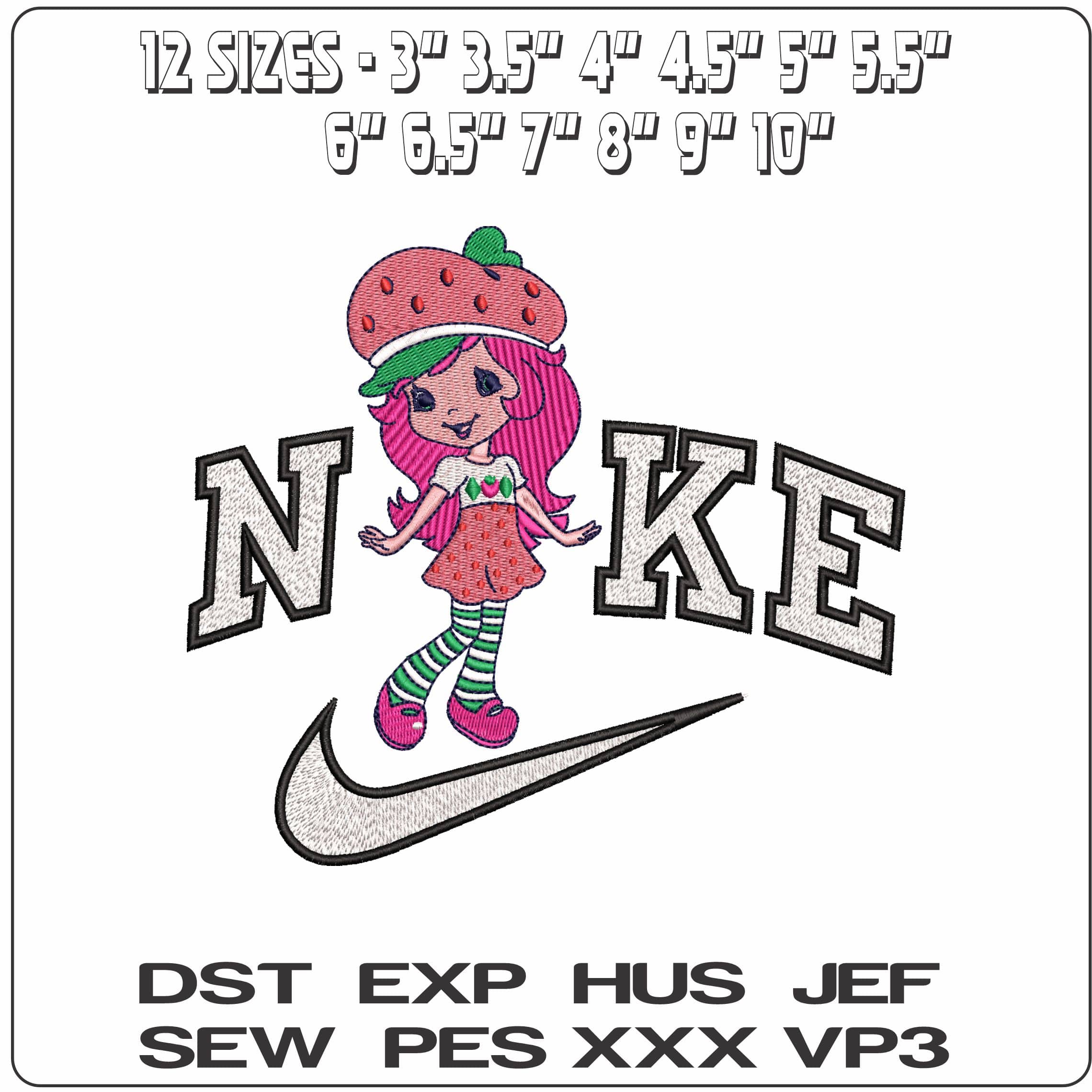 Nike Strawberry Shortcake- Elegant embroidery design file - instant download — view 2