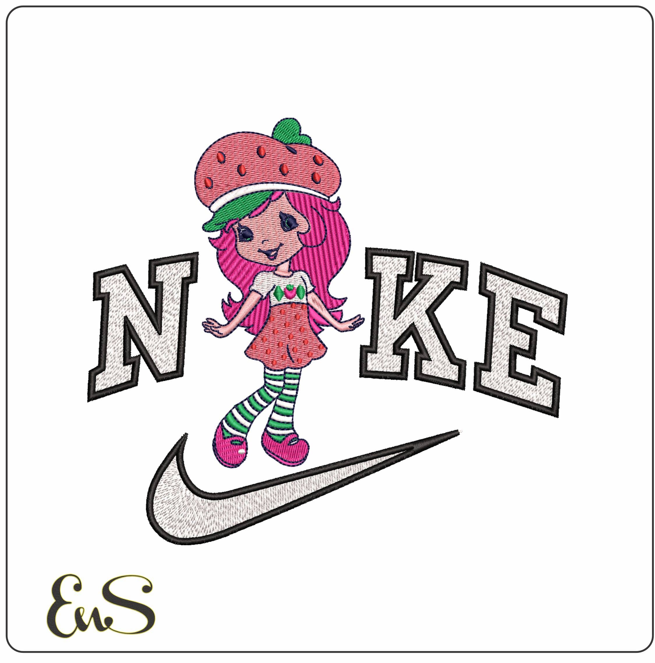 Nike Strawberry Shortcake- Elegant embroidery design file - instant download