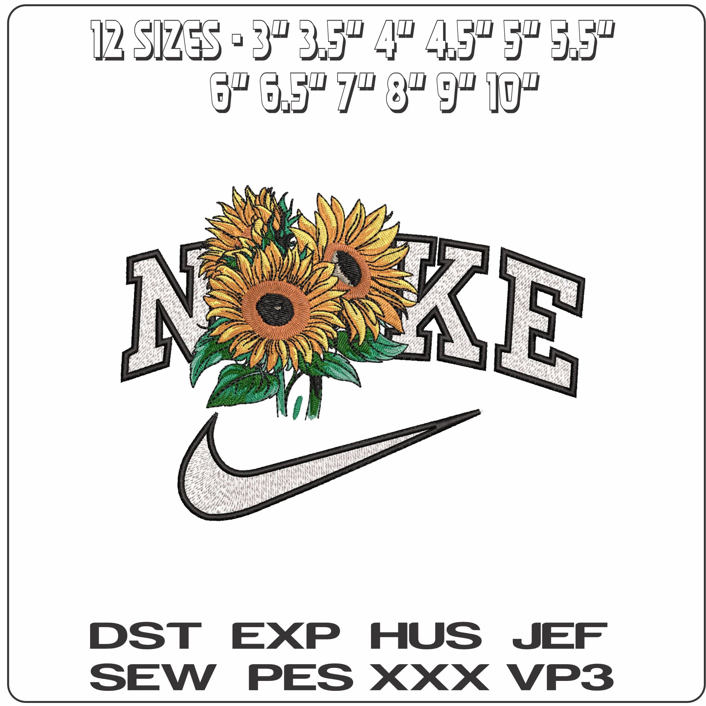 Nike Sunflowers- Elegant embroidery design file - instant download — view 2