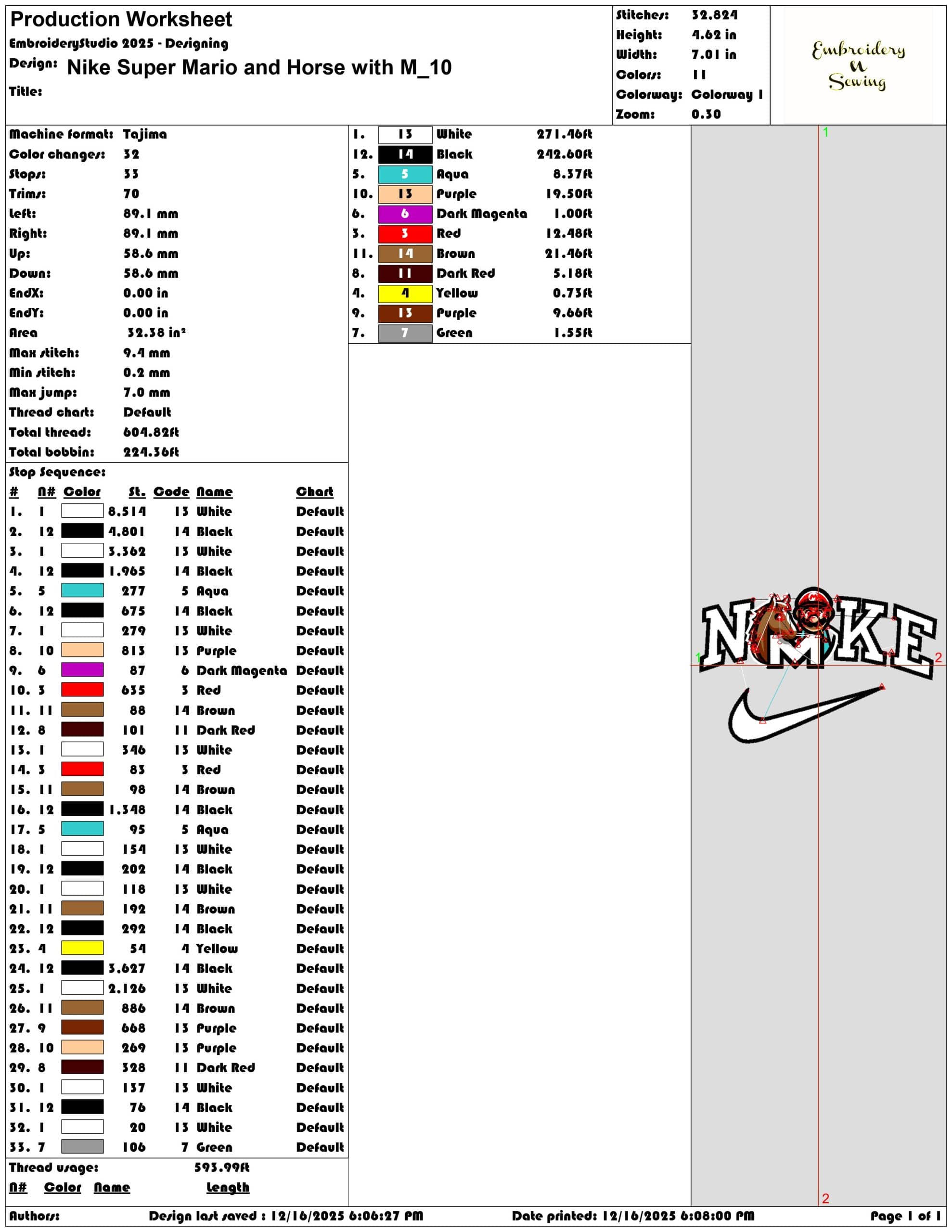 Nike Super Mario and Horse with M- Elegant embroidery design file - instant download — view 3