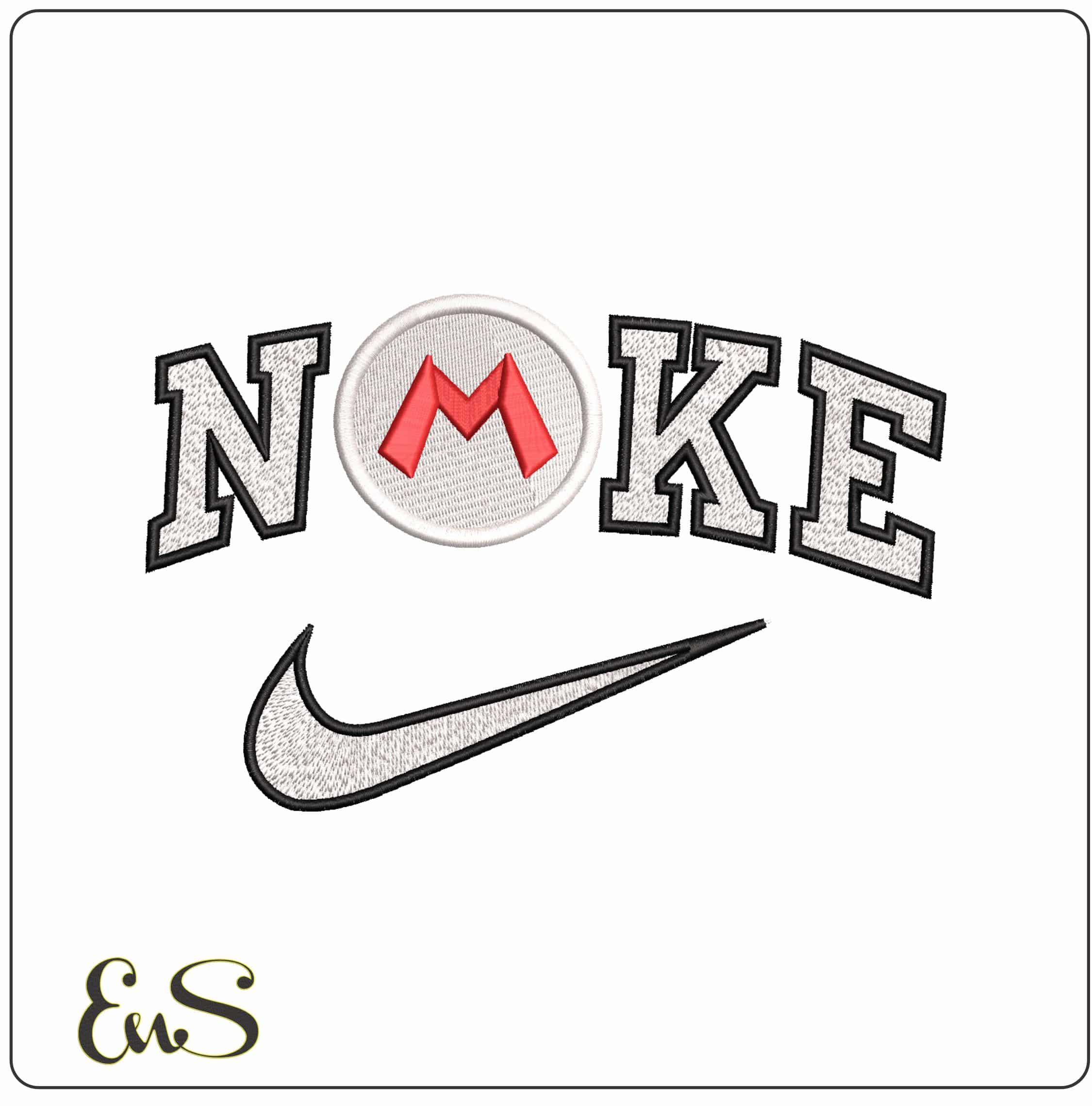 Nike Super Mario Emblem- Elegant embroidery design file - instant download