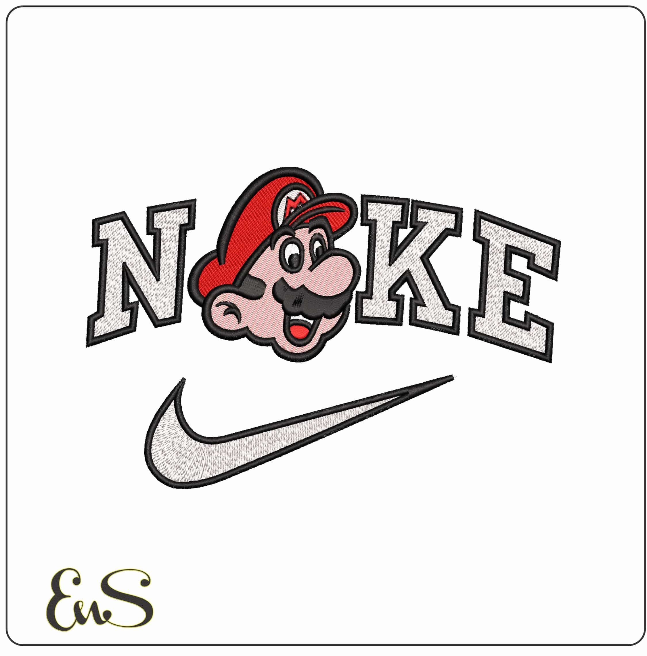 Nike Super Mario Head- Elegant embroidery design file - instant download