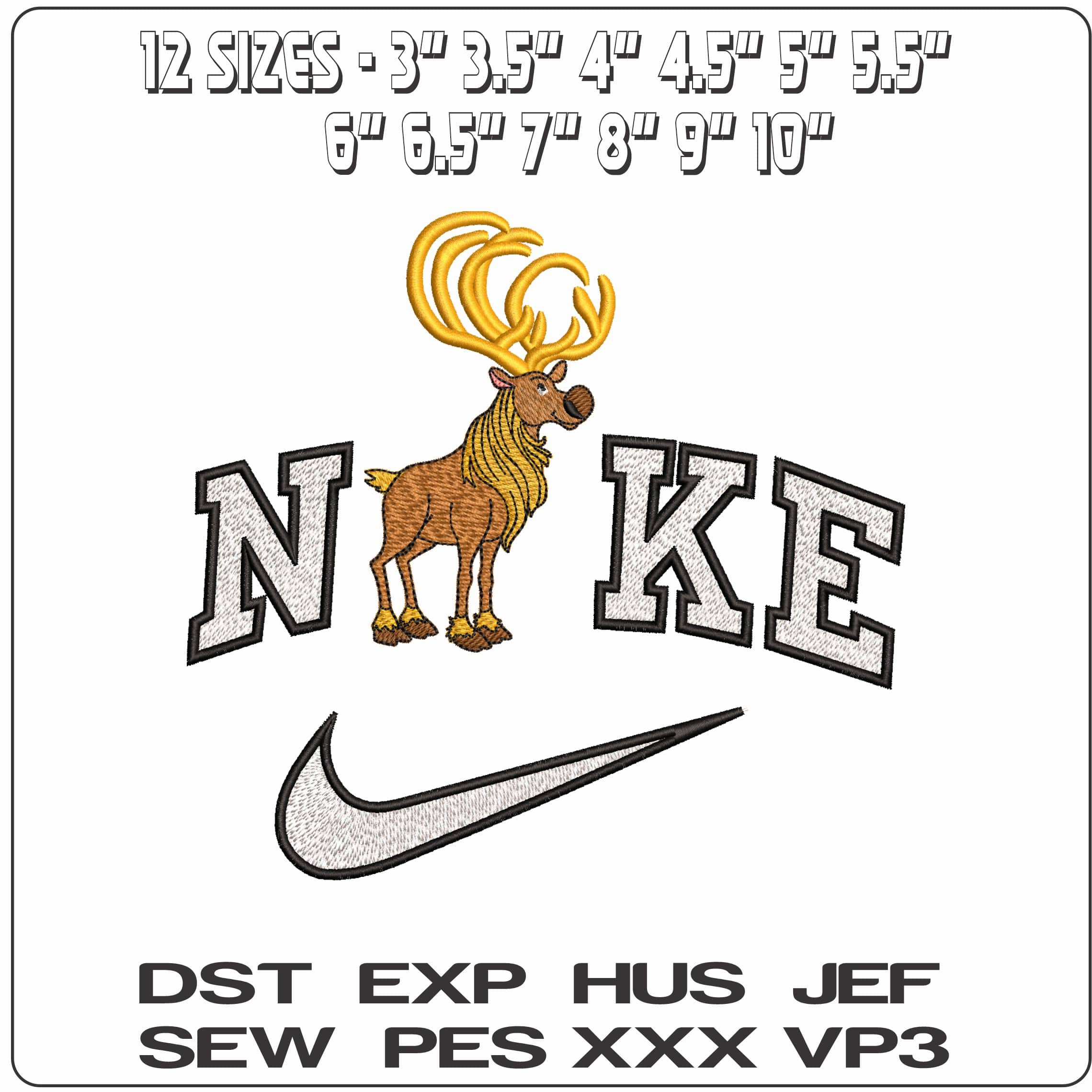 Nike Sven Christmas Reindeer Frozen- Elegant embroidery design file - instant download — view 2