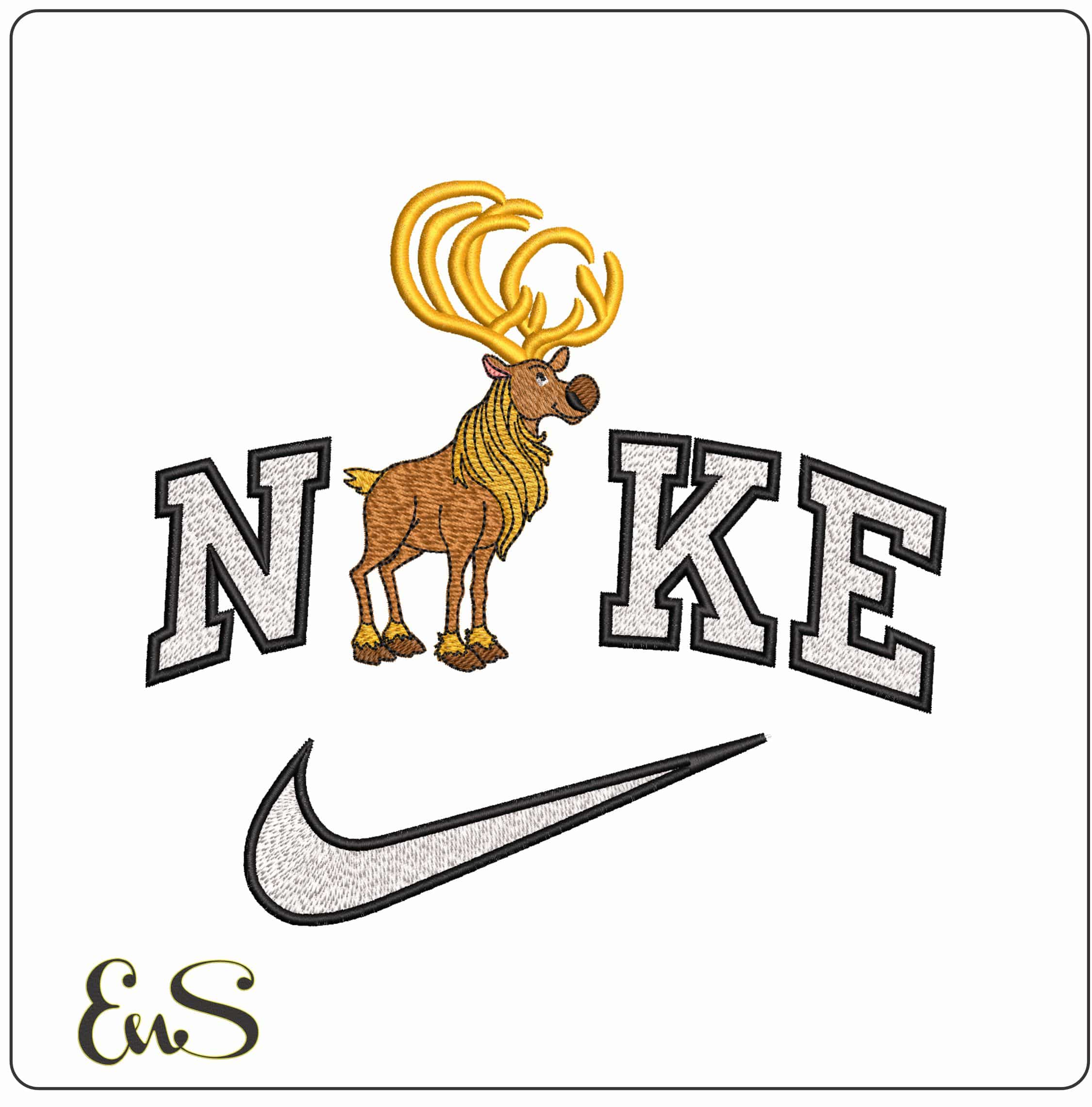 Nike Sven Christmas Reindeer Frozen- Elegant embroidery design file - instant download