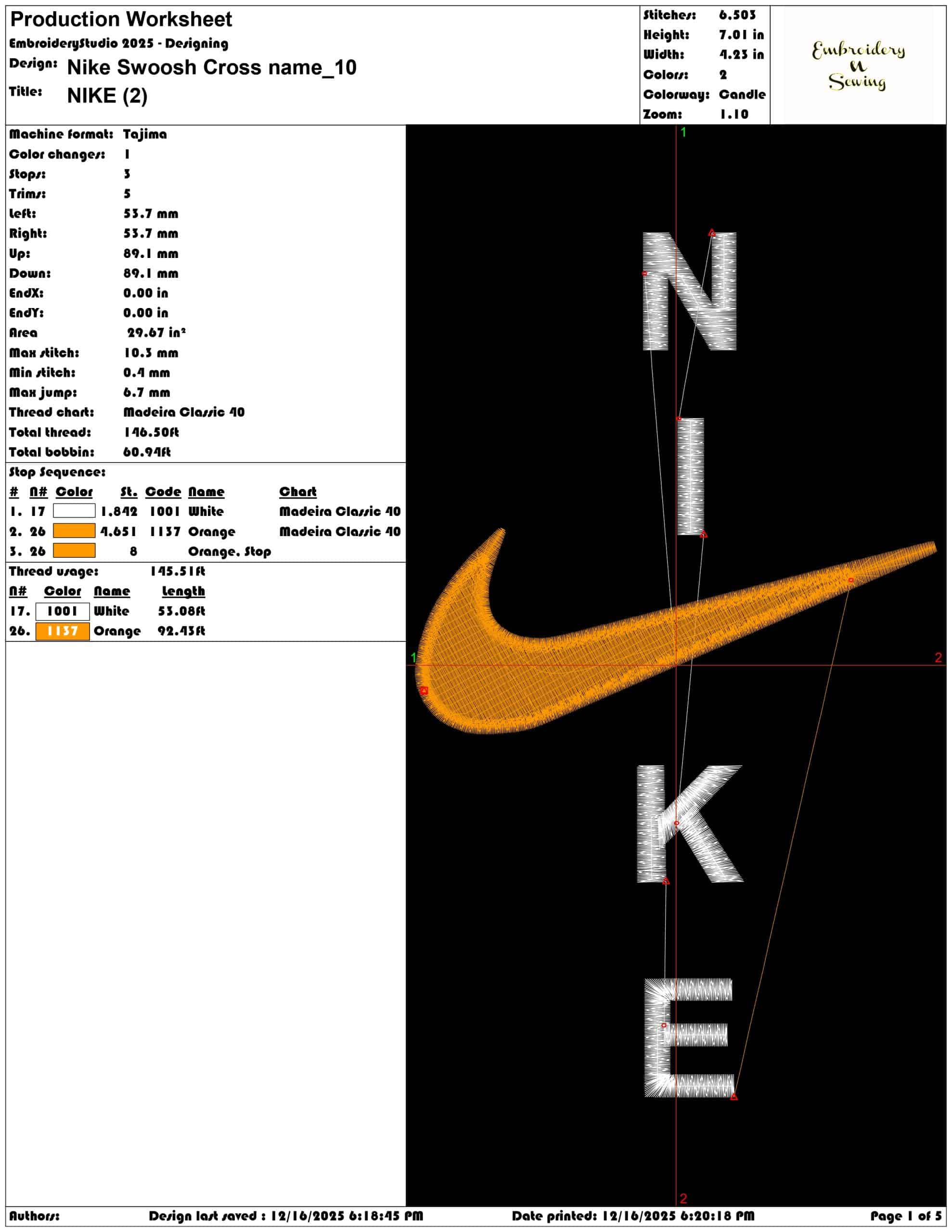 Nike Swoosh Cross name- Elegant embroidery design file - instant download — view 3