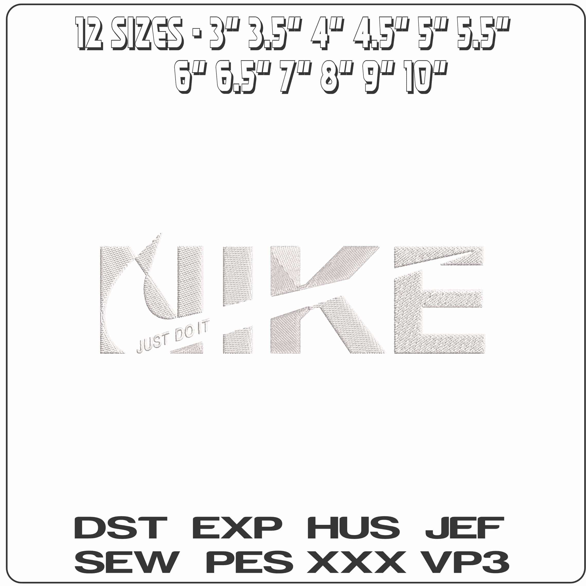 Nike Swoosh etched Just do It- Elegant embroidery design file - instant download — view 2