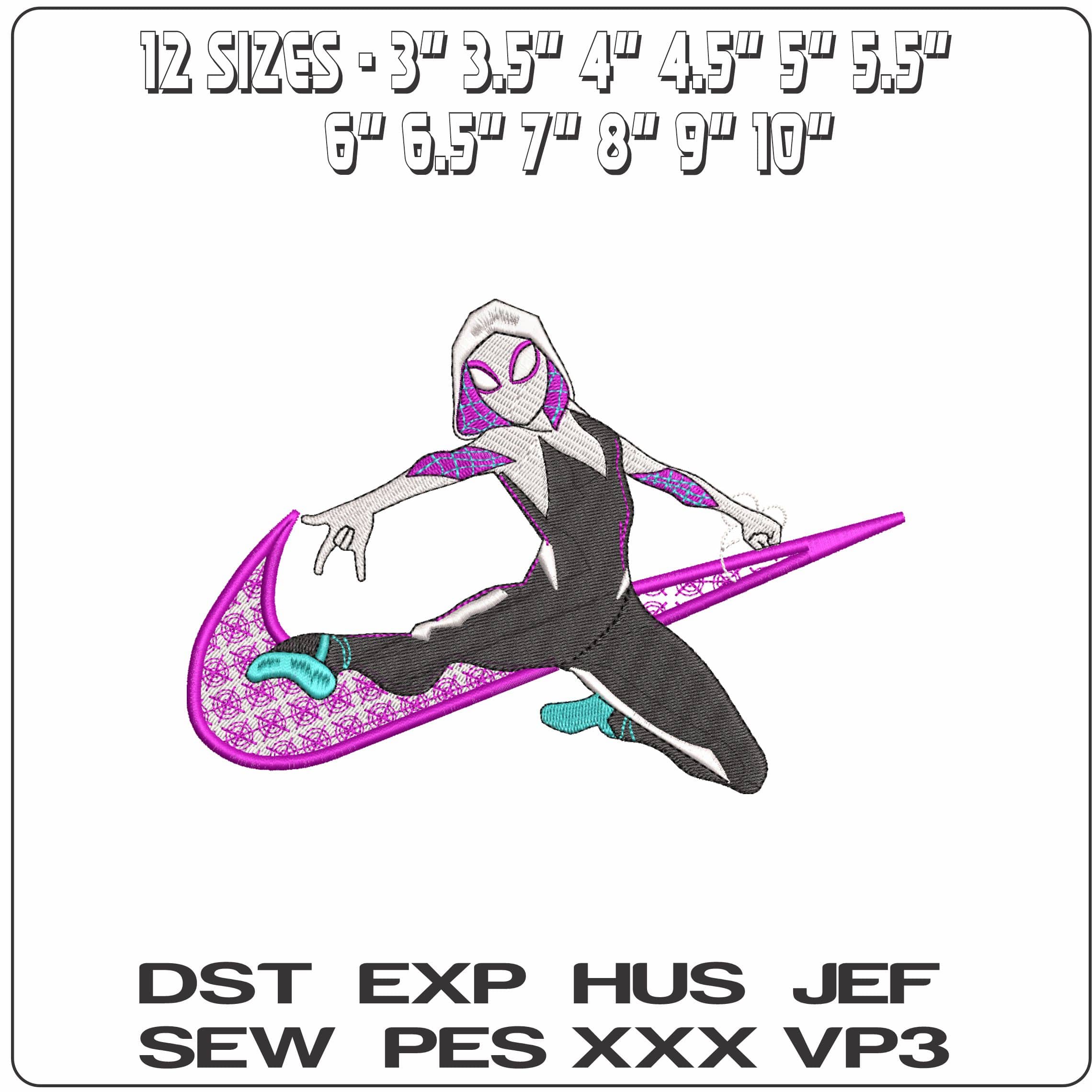 Nike Swoosh Gwen Spiderwoman- Elegant embroidery design file - instant download — view 2