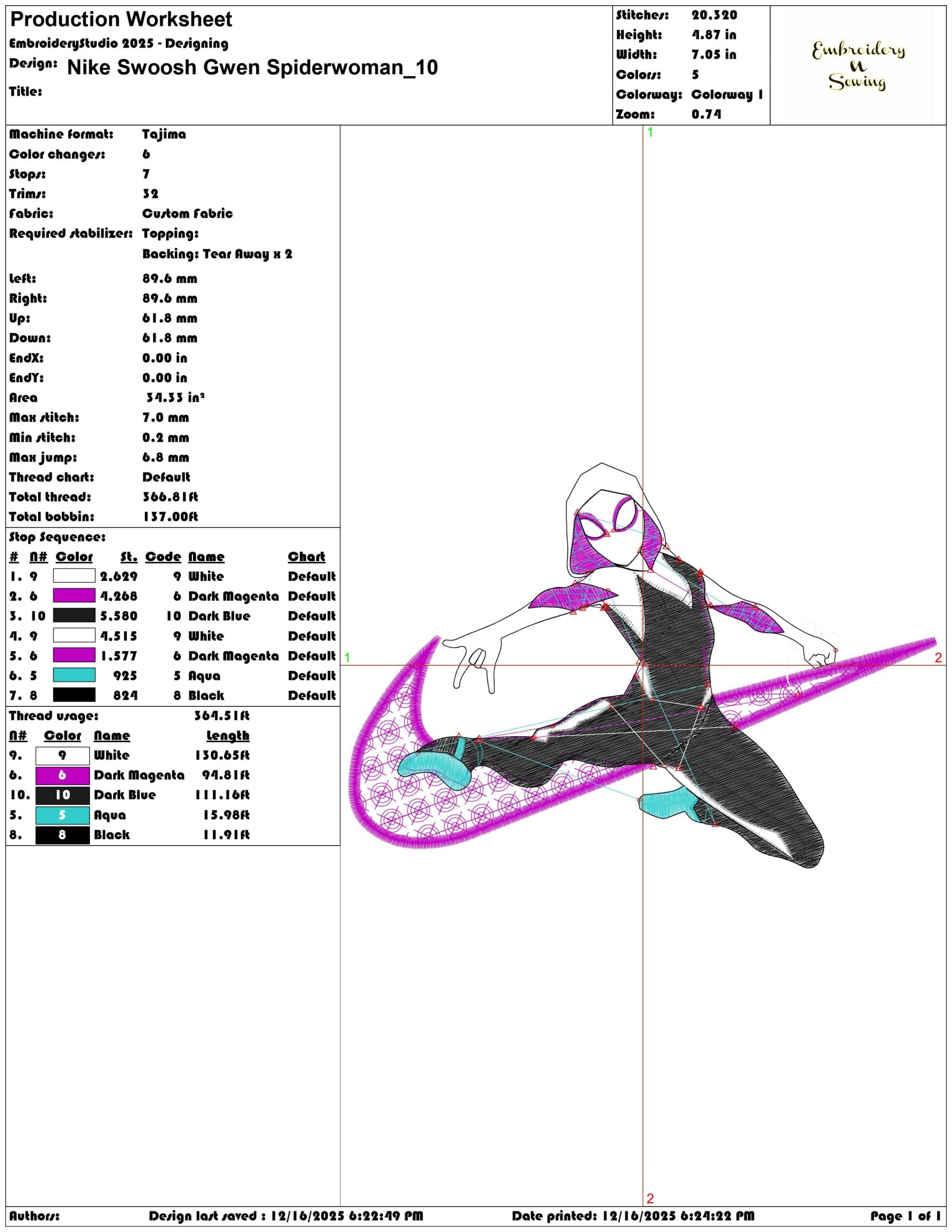 Nike Swoosh Gwen Spiderwoman- Elegant embroidery design file - instant download — view 3