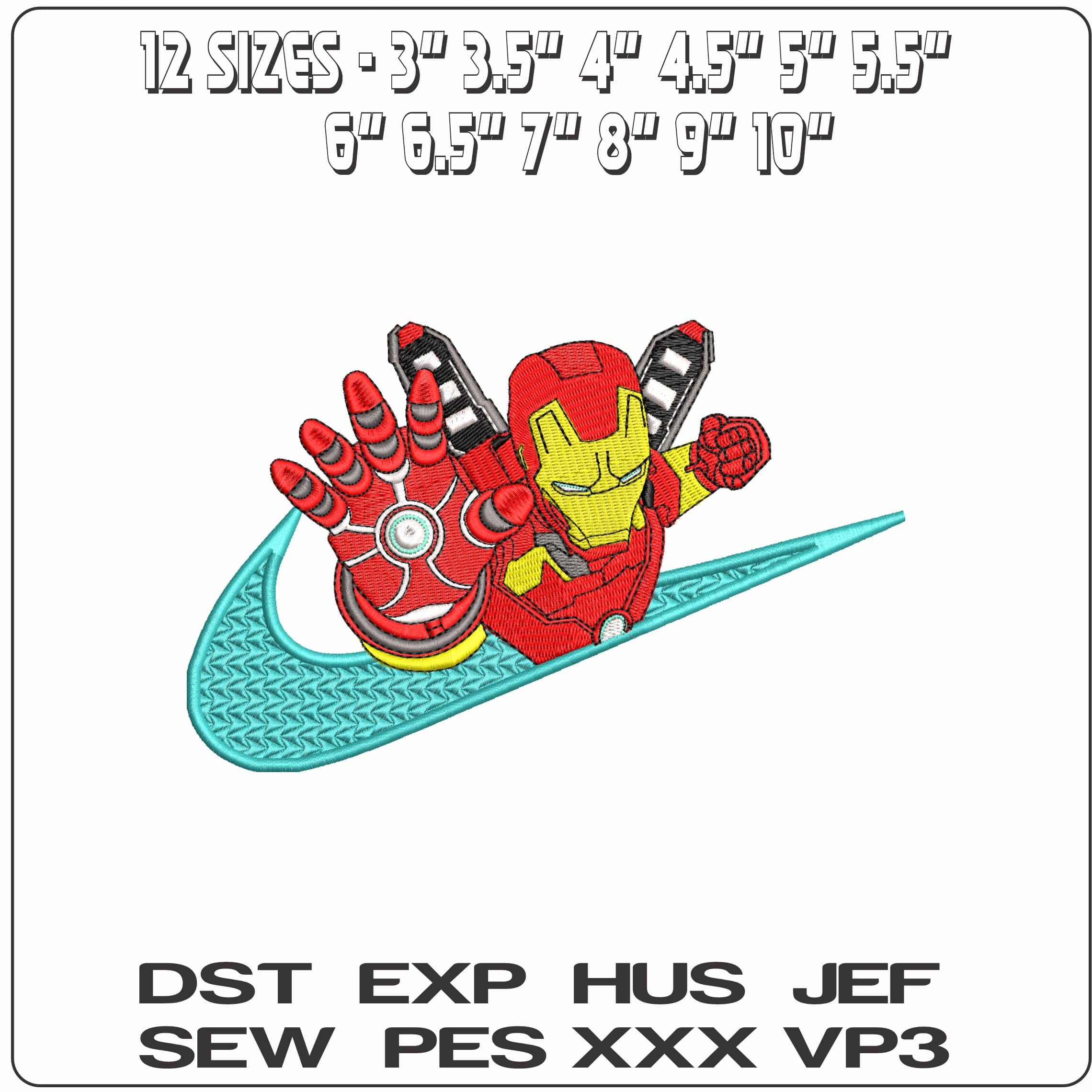Nike Swoosh Ironman Flying- Elegant embroidery design file - instant download — view 2