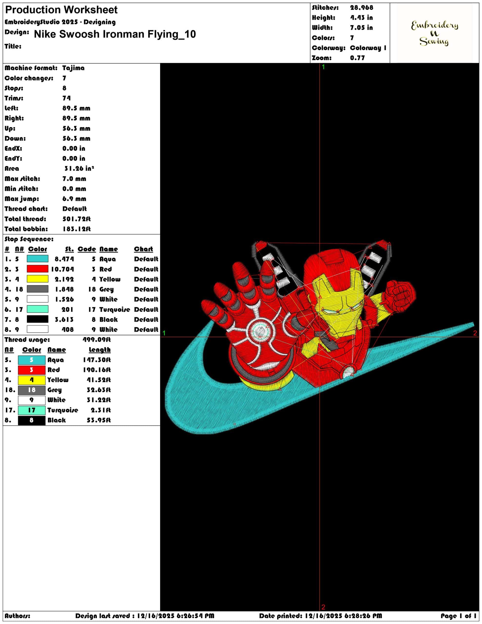 Nike Swoosh Ironman Flying- Elegant embroidery design file - instant download — view 3
