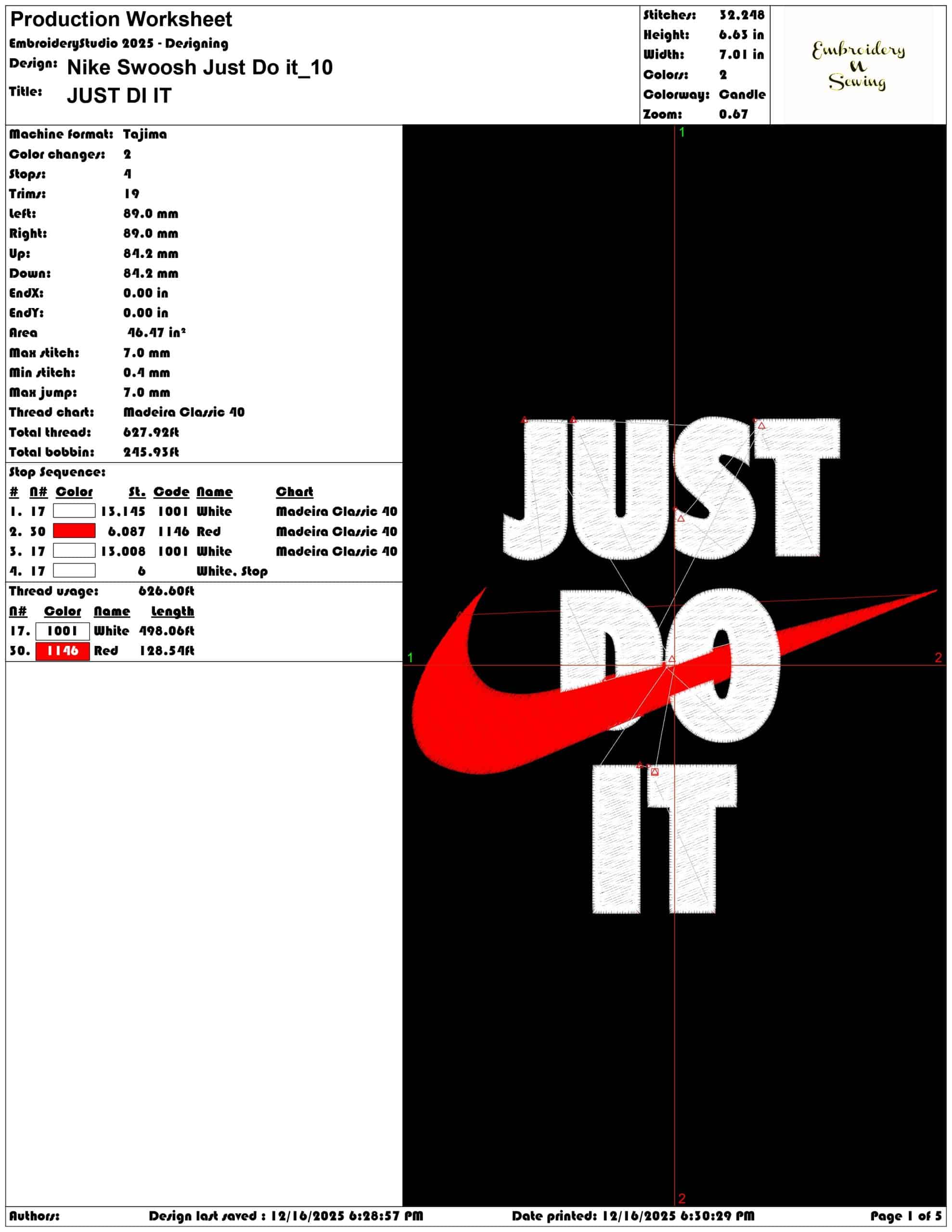Nike Swoosh Just Do it- Elegant embroidery design file - instant download — view 3