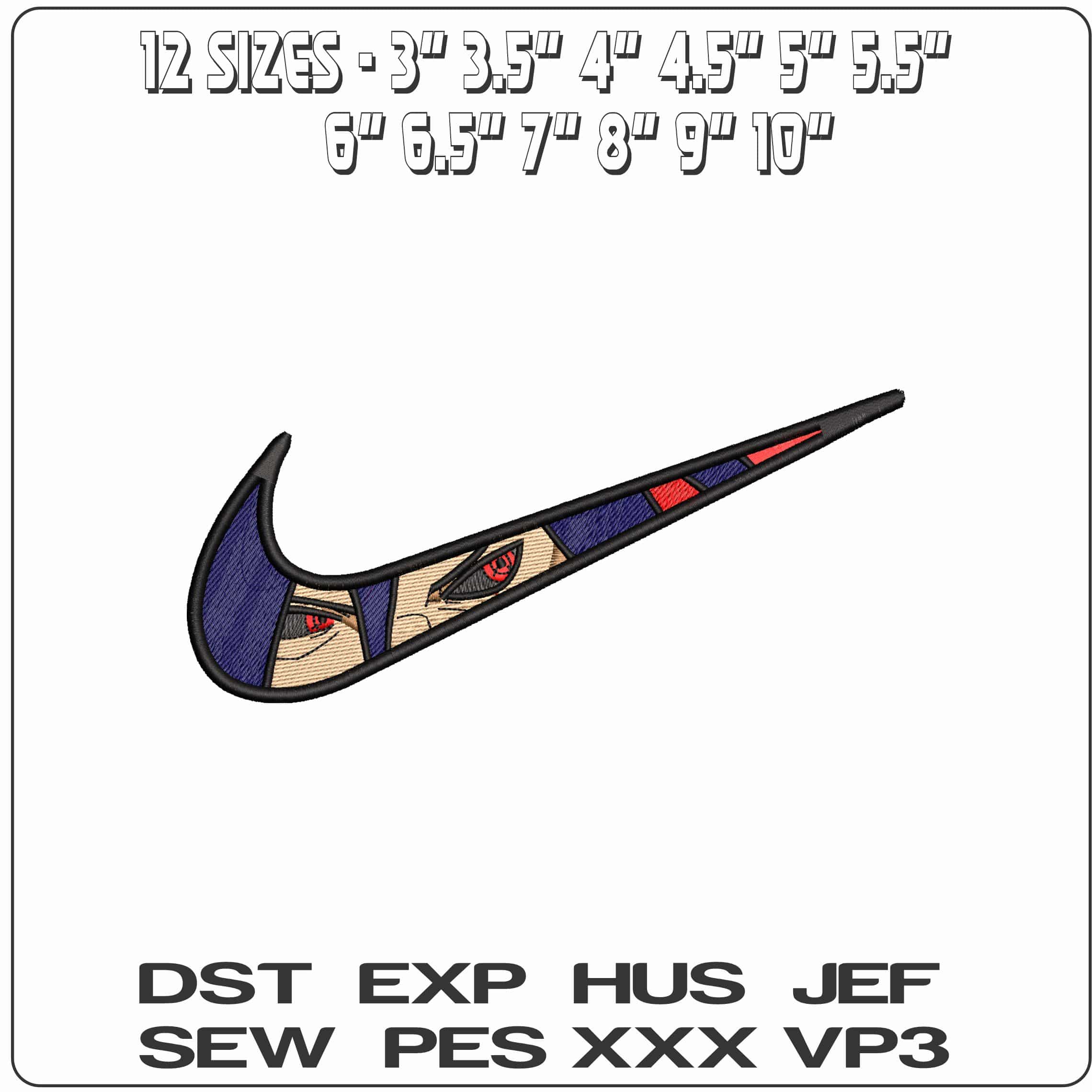 Nike Swoosh Marada Eyes Naruto Anime- Elegant embroidery design file - instant download — view 2