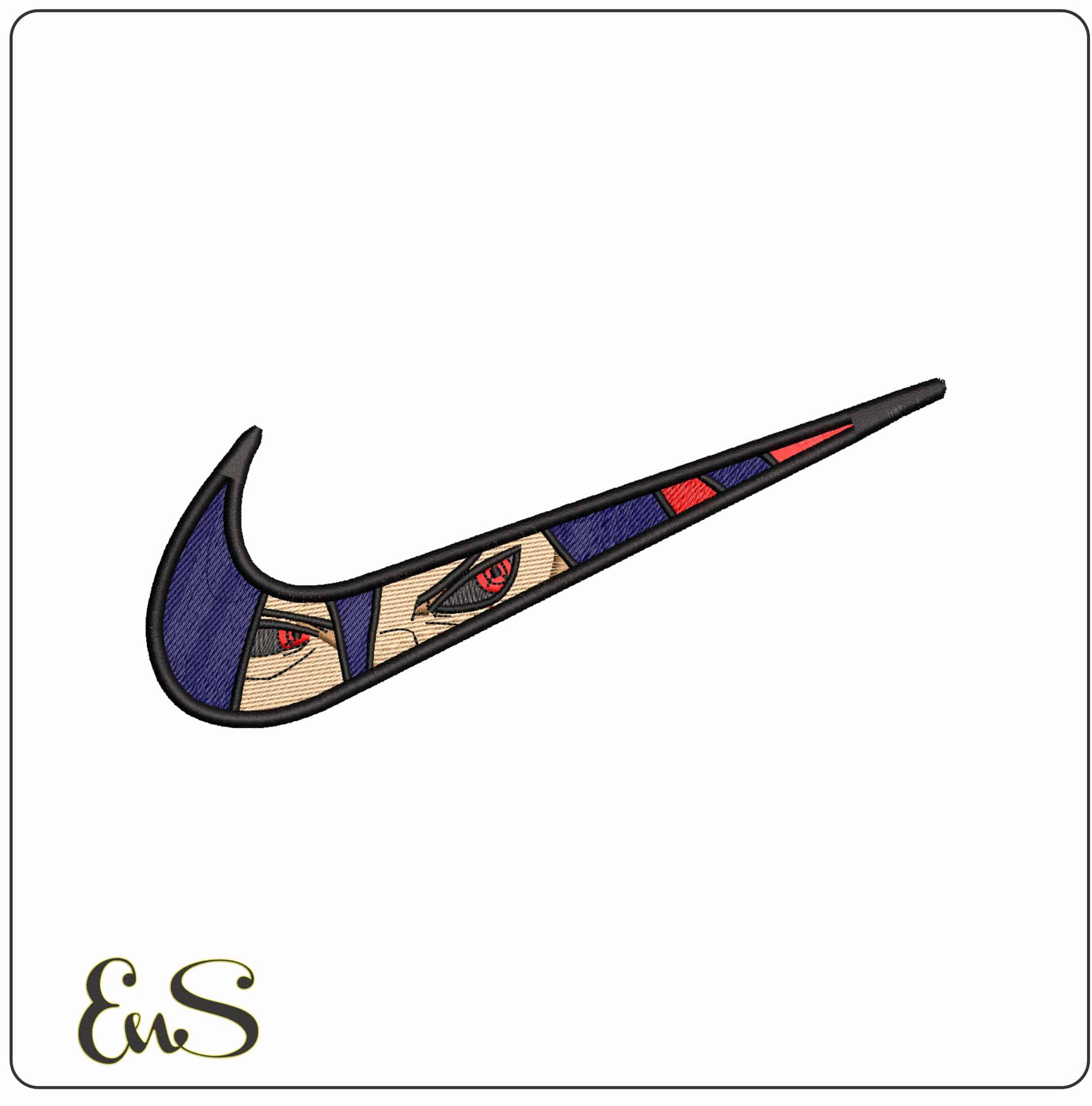 Nike Swoosh Marada Eyes Naruto Anime- Elegant embroidery design file - instant download