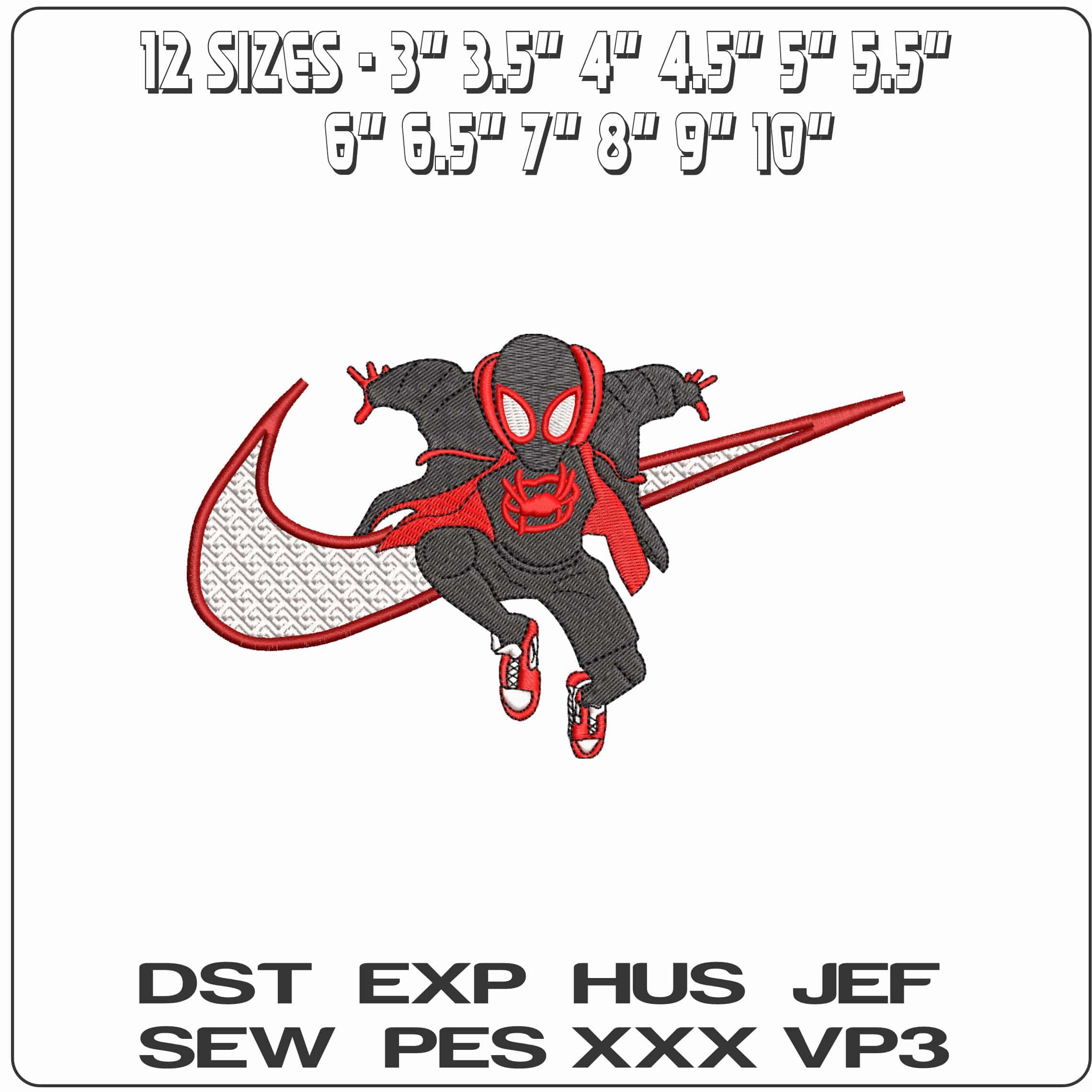 Nike Swoosh Miles Morales Spiderman- Elegant embroidery design file - instant download — view 2