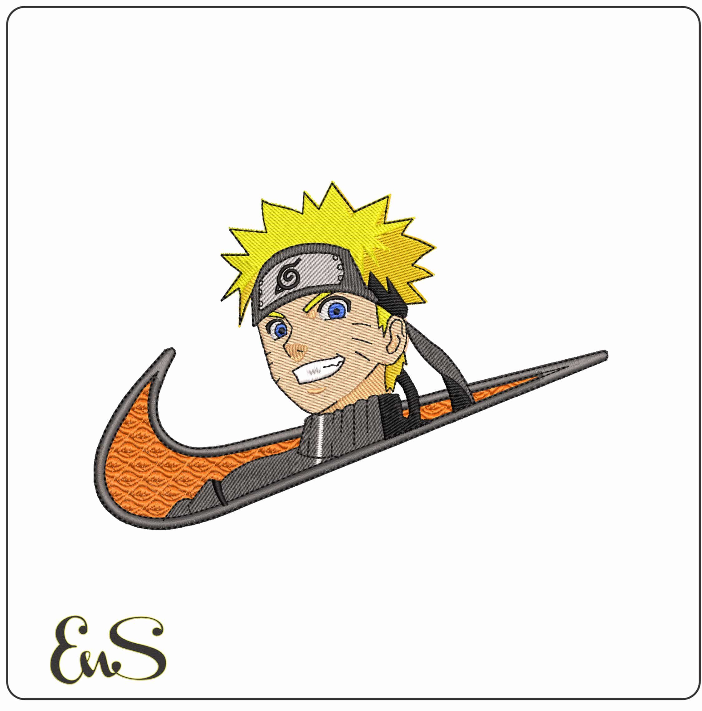 Nike Swoosh Naruto Head Anime- Elegant embroidery design file - instant download