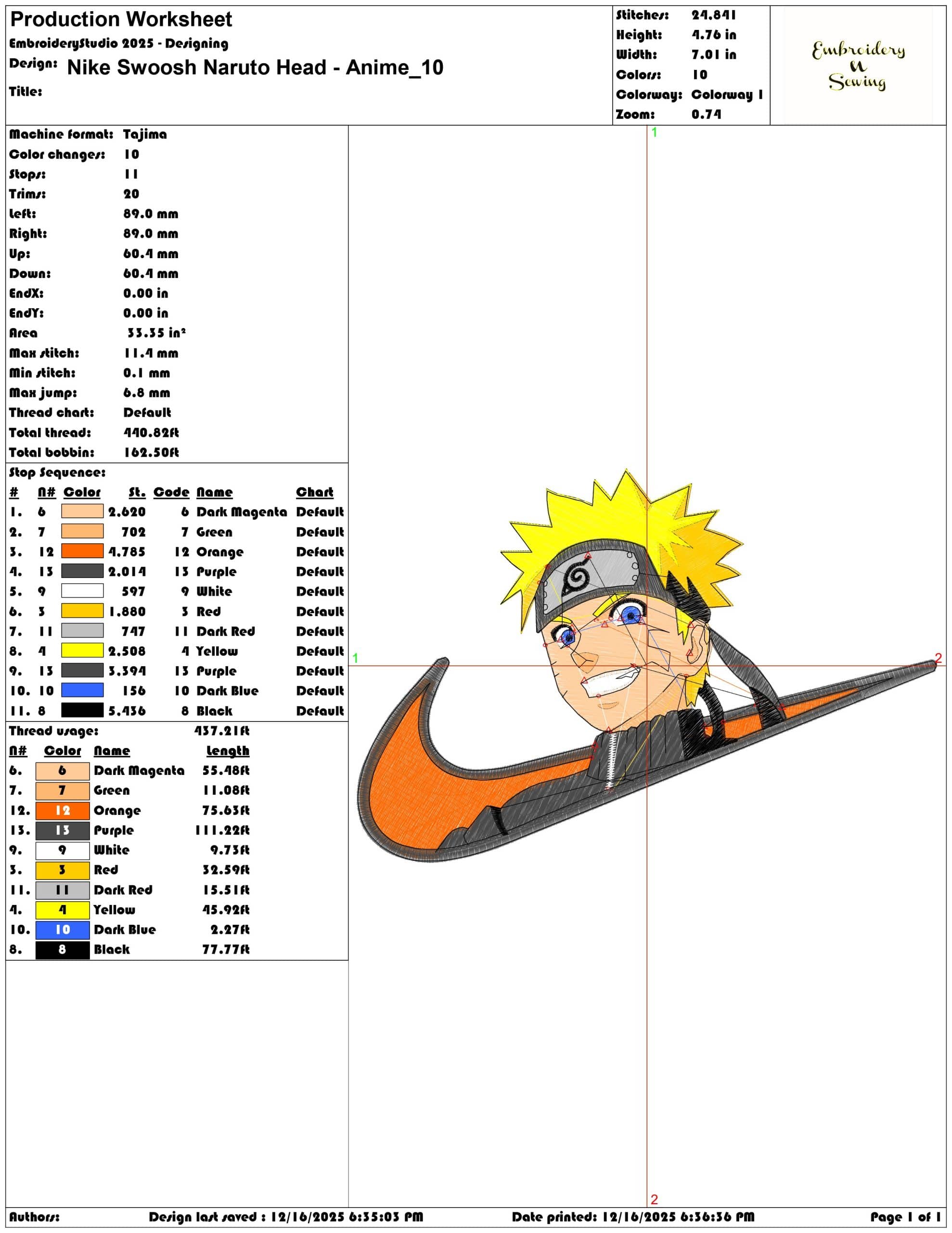 Nike Swoosh Naruto Head Anime- Elegant embroidery design file - instant download — view 3