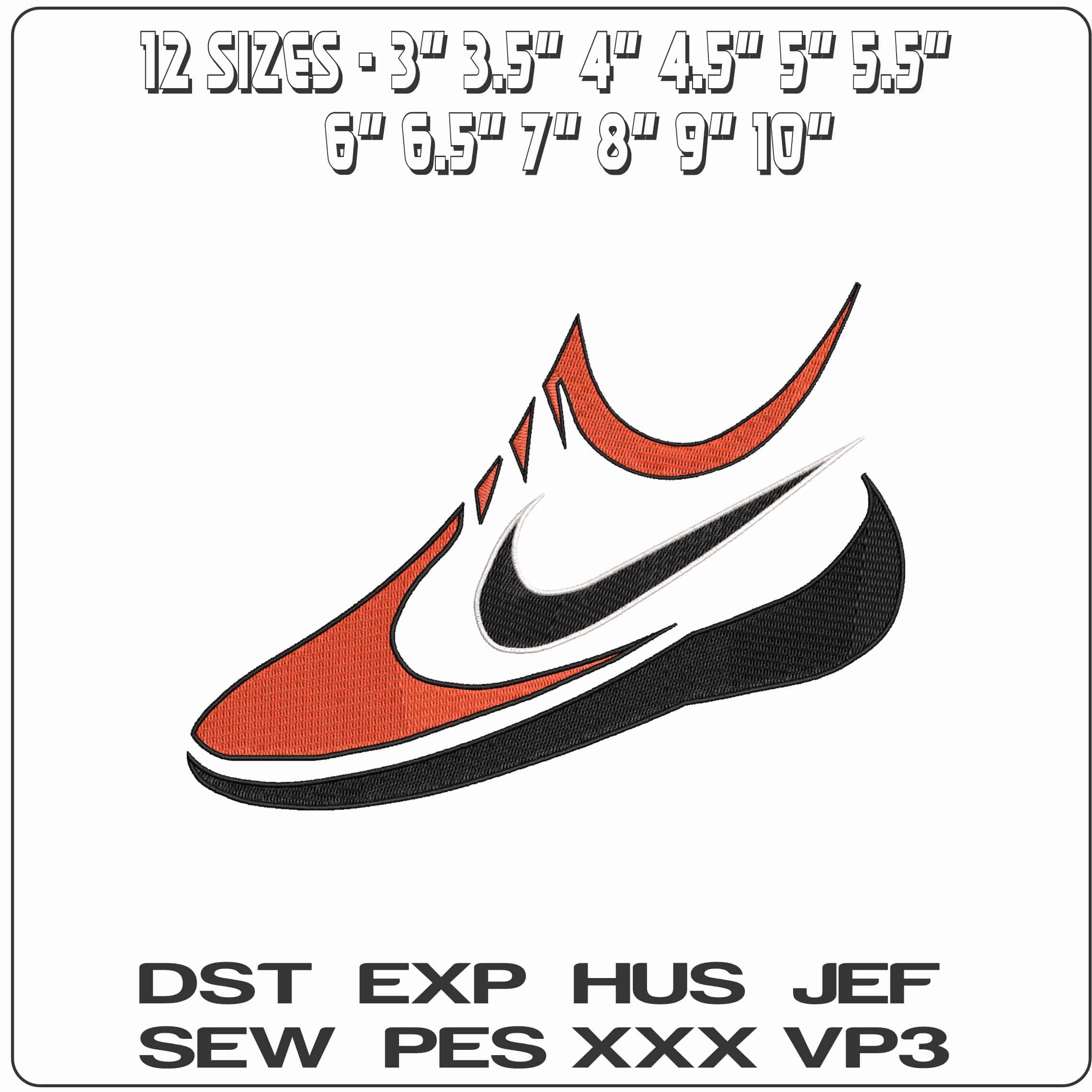 Nike Swoosh Shoe- Elegant embroidery design file - instant download — view 2