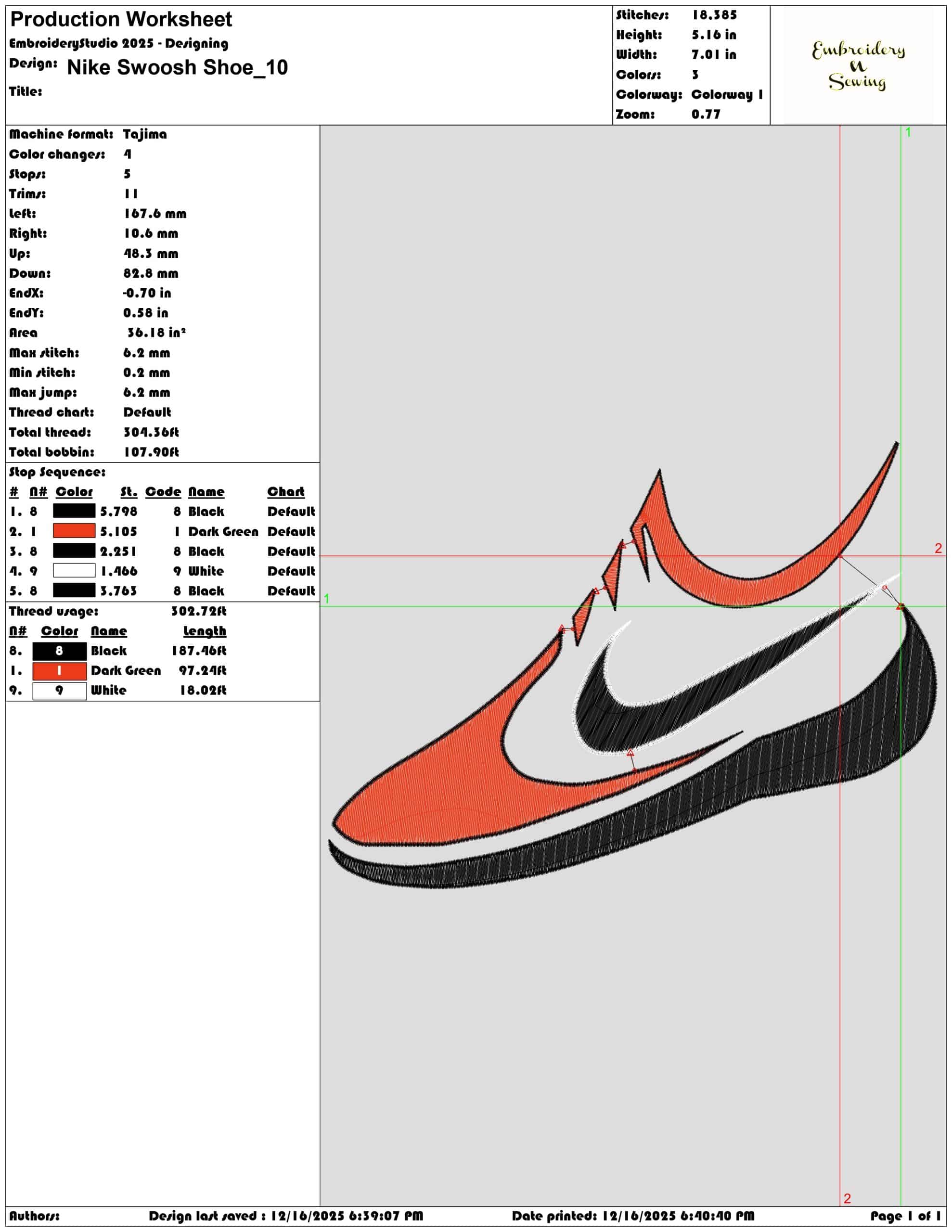 Nike Swoosh Shoe- Elegant embroidery design file - instant download — view 3